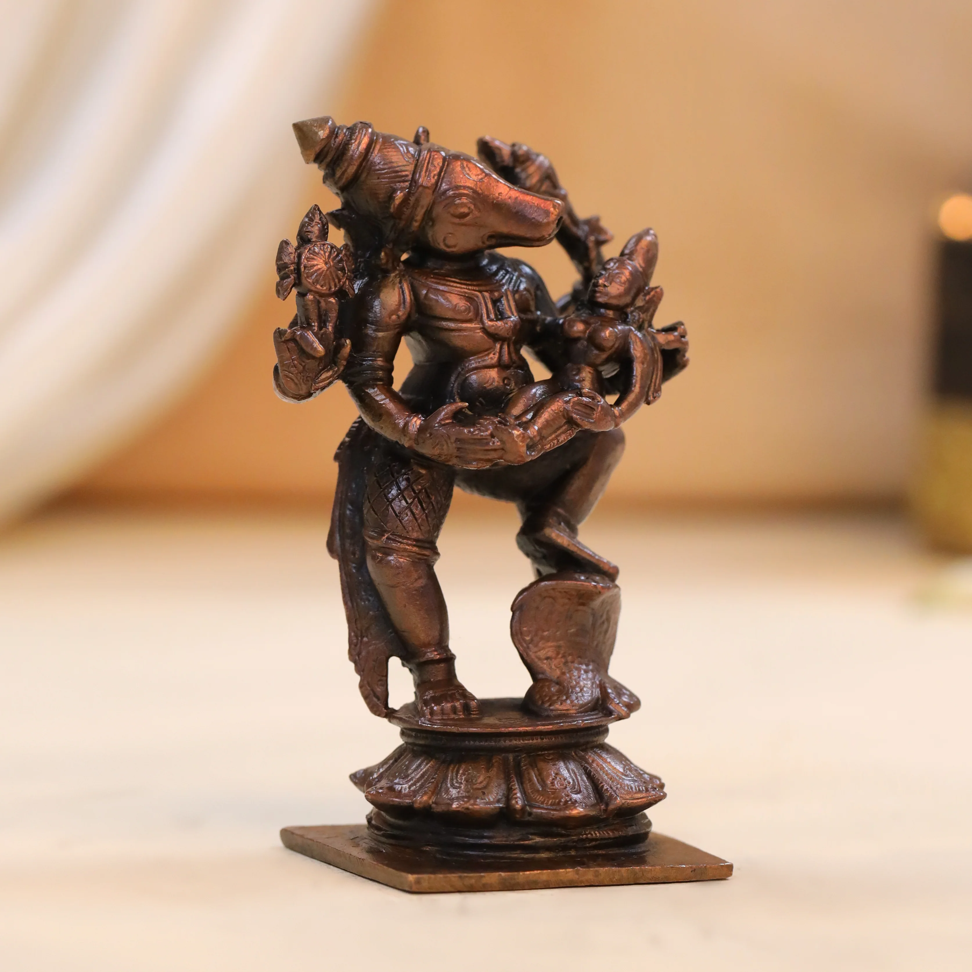 Copper Standing Varaha Lakshmi Idol (3.5 Inch) - Image 5