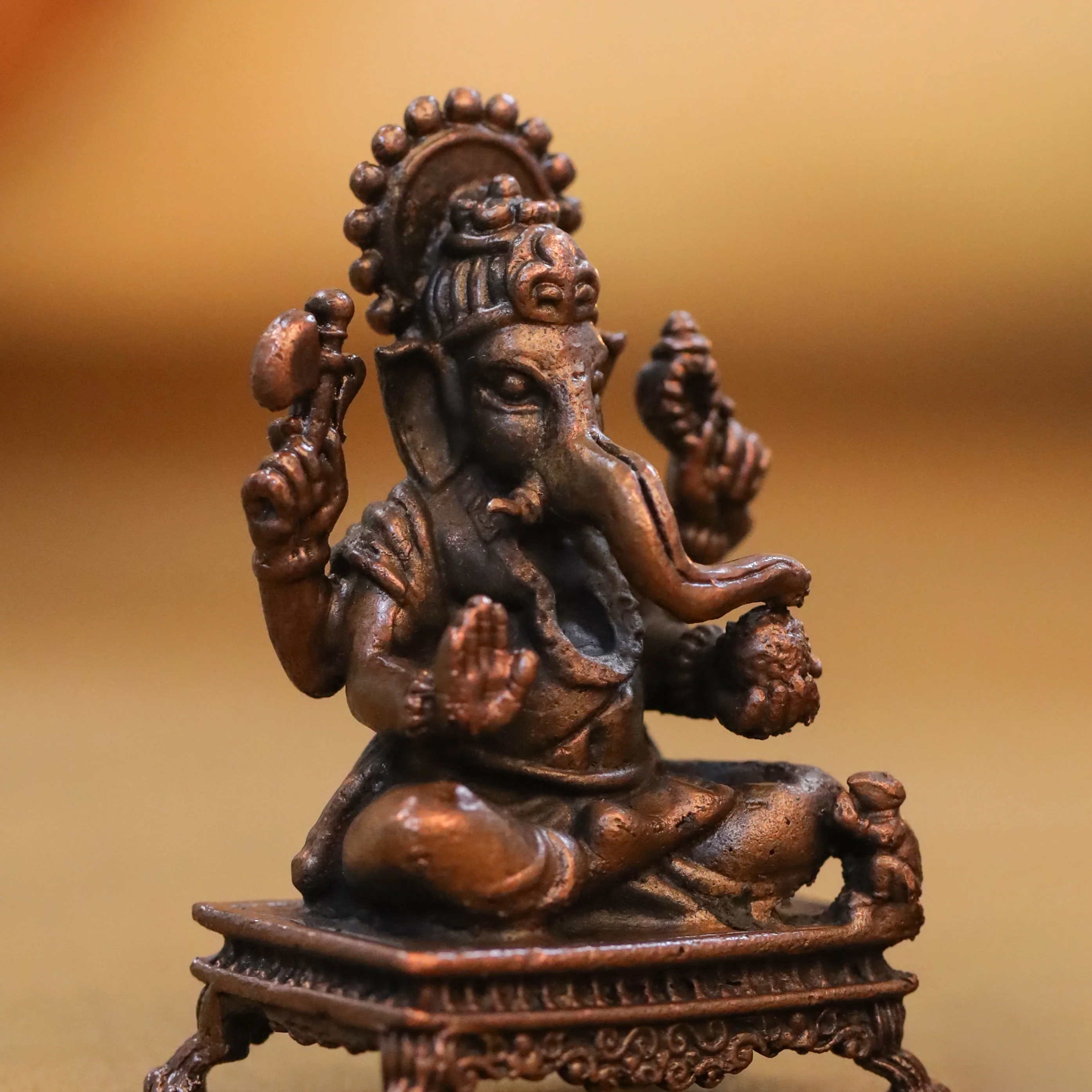 Copper Sitting Ganesha And Lakshmi Idols Set (2.5 Inch) - Image 5