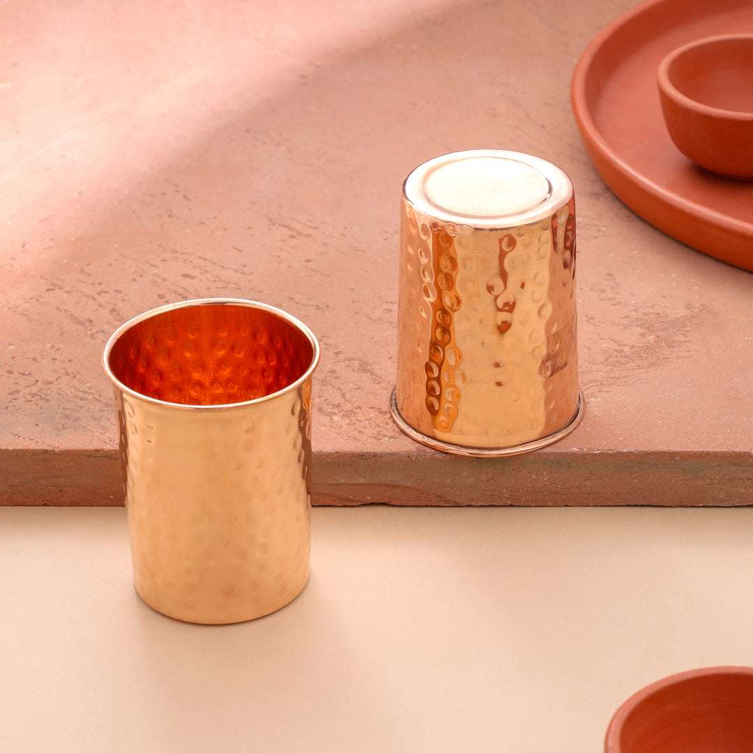 Copper Hammered Glass Pair (4 Inch) - Image 2