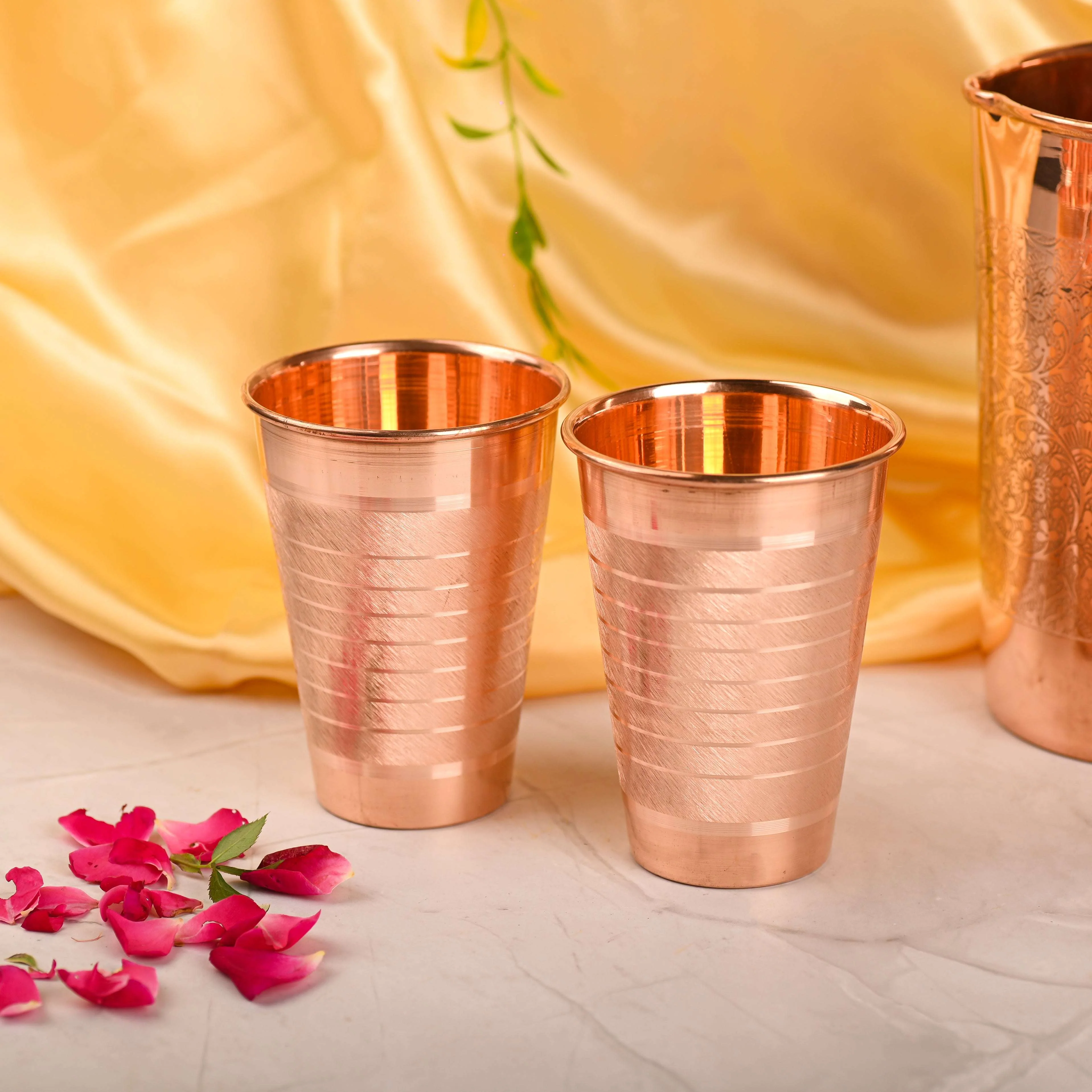 Copper Hammered Glass Pair (6 Inch)