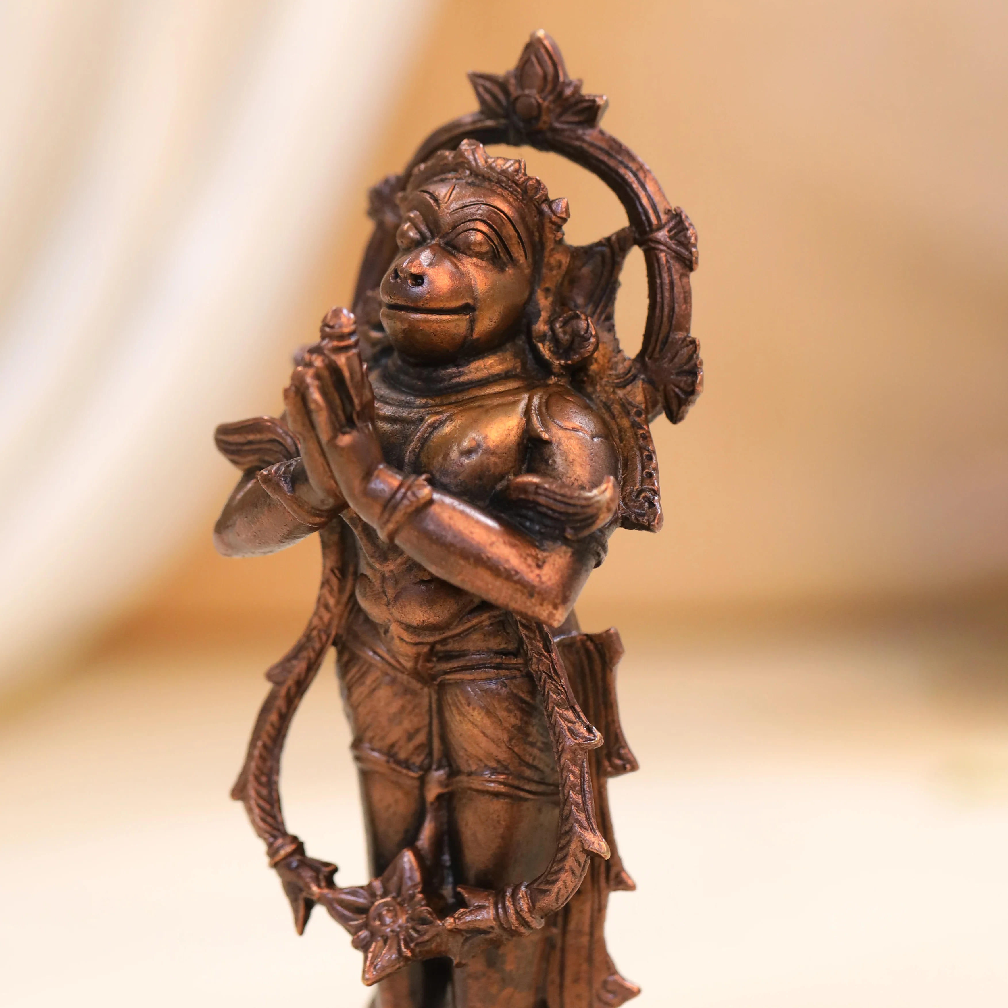 Copper Hanuman Standing Idol (5.5 Inch) - Image 6