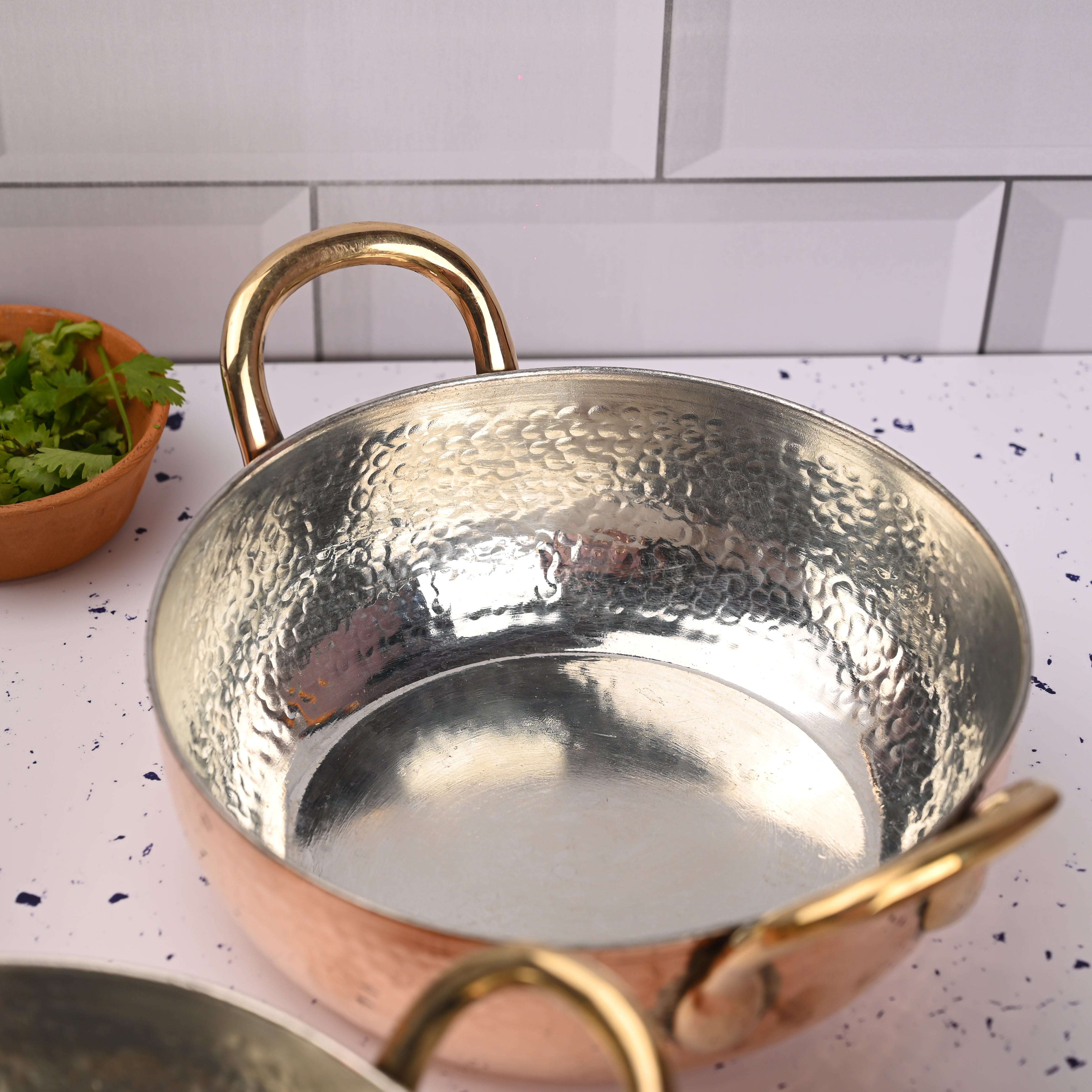Copper Handcrafted Kadhai Set of Three – Premium Brassware (11 Inch) - Image 4