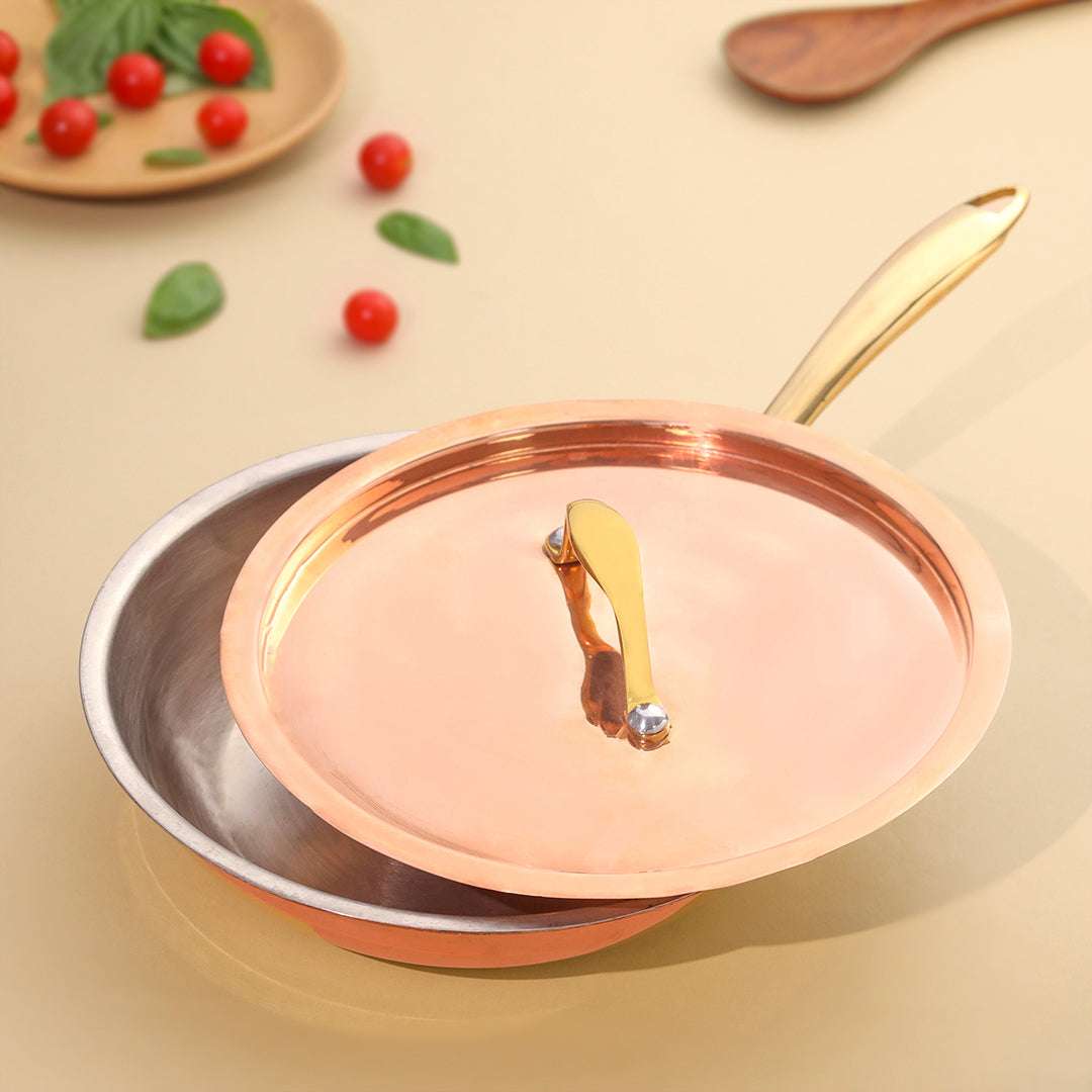 Copper Fry Pan With Lid And Handle (16.5 Inch) - Image 4