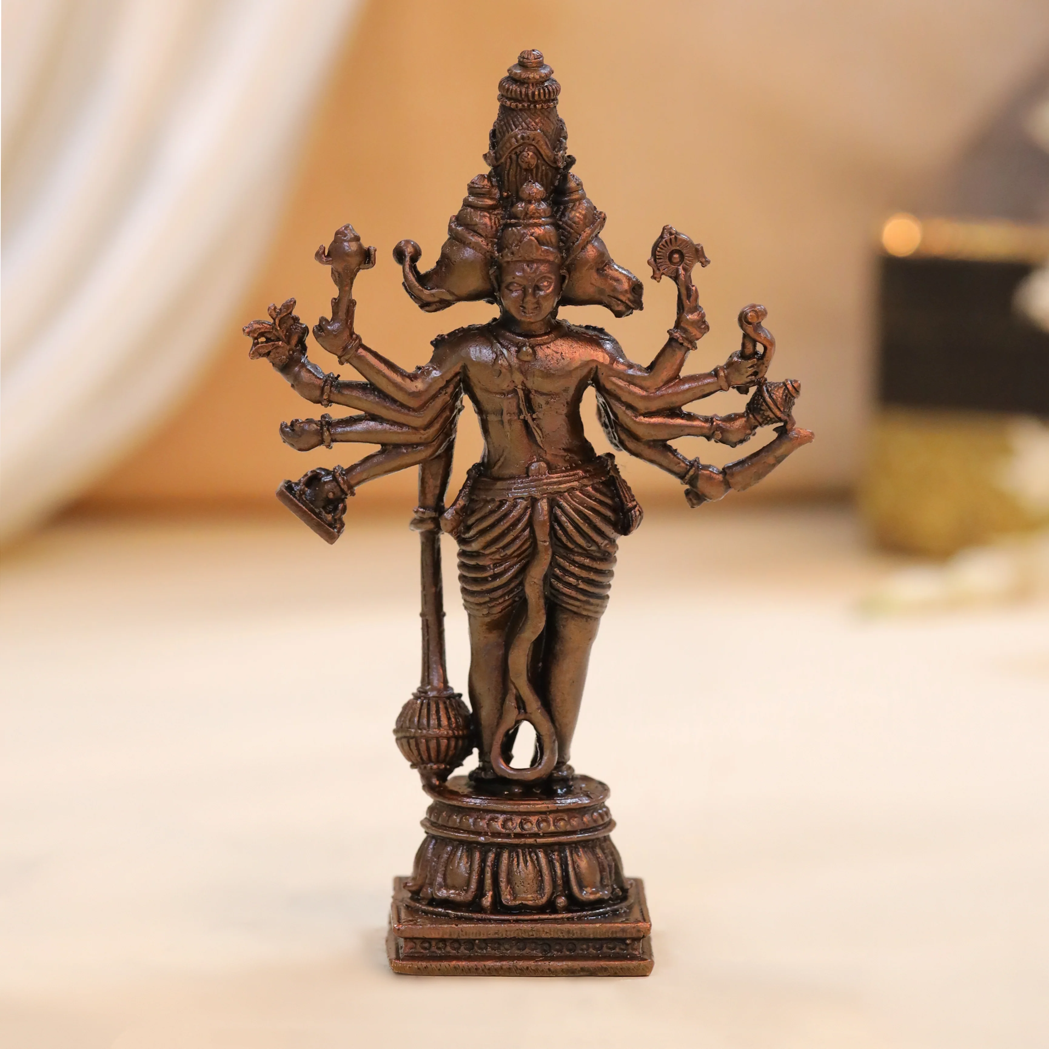 Copper Panchmukhi Standing Hanuman Idol (4.5 Inch) - Image 3