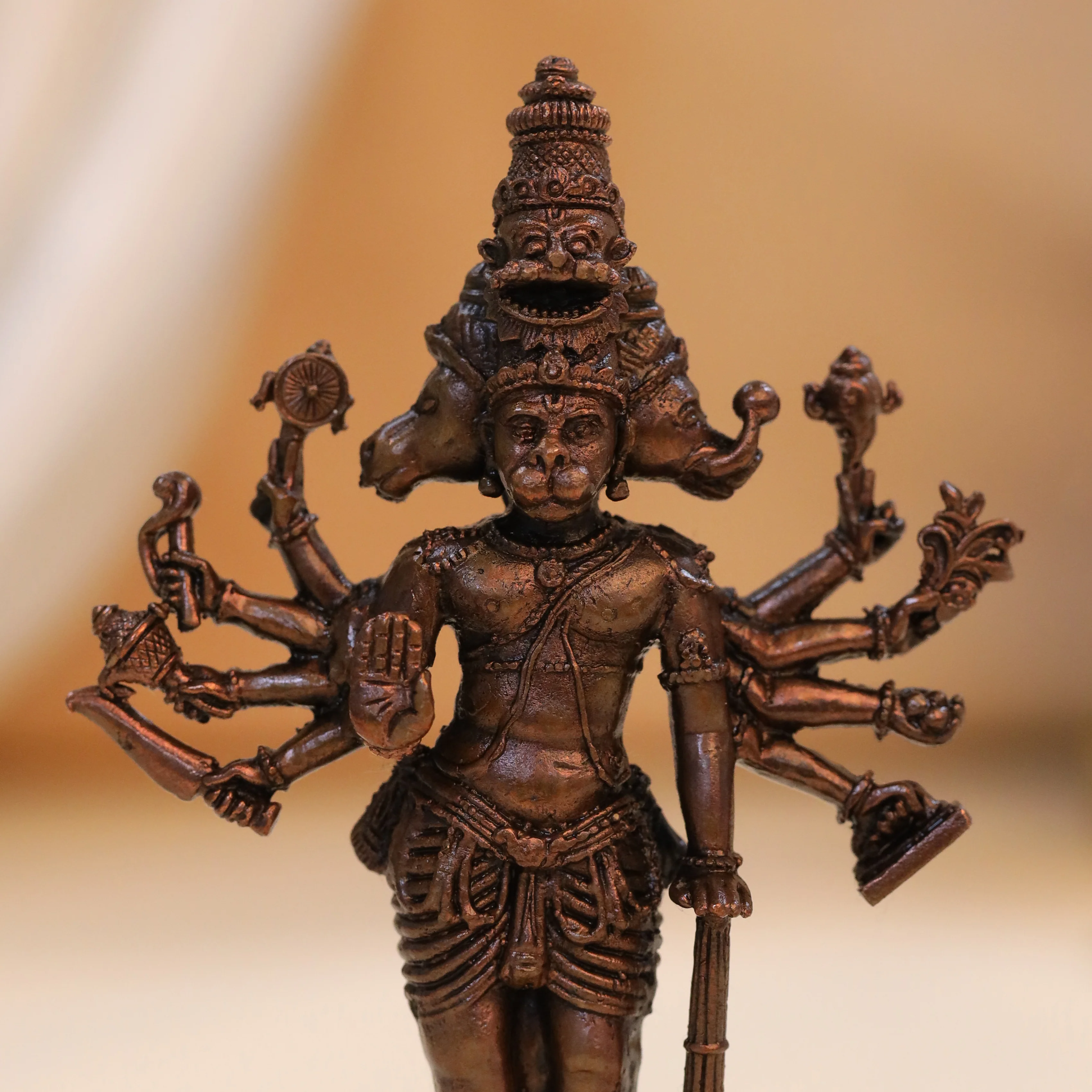 Copper Panchmukhi Standing Hanuman Idol (4.5 Inch) - Image 4