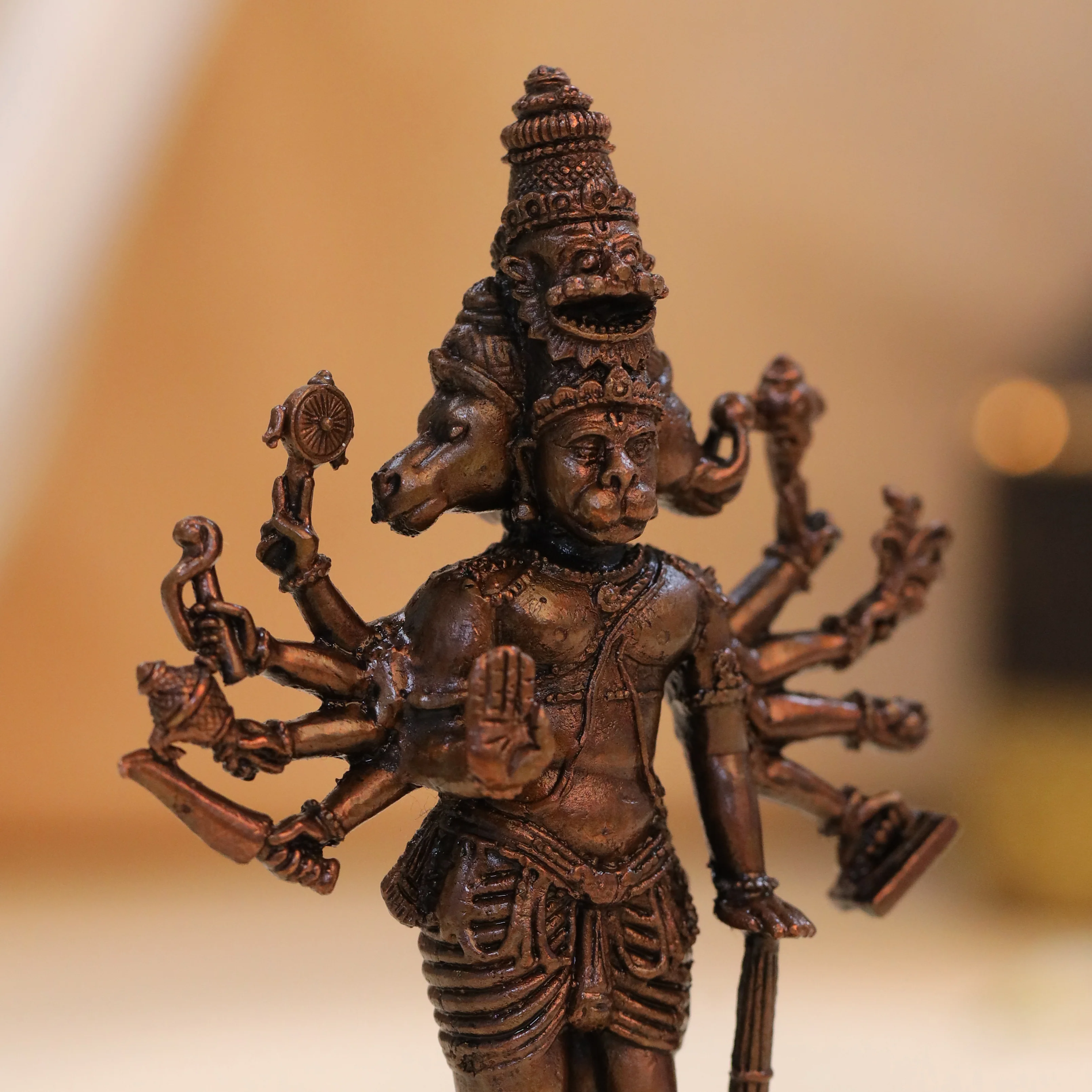 Copper Panchmukhi Standing Hanuman Idol (4.5 Inch) - Image 5