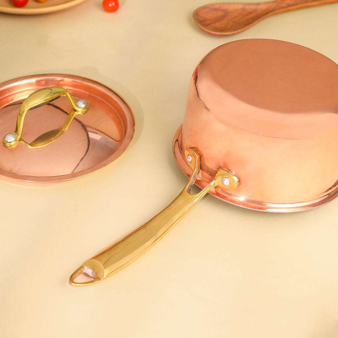 Copper Sauce Pan With Lid And Handle (14.3 Inch) - Image 5