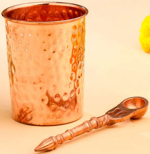 Copper Pooja Panchpatra and Spoon charnamrit Set - Image 2