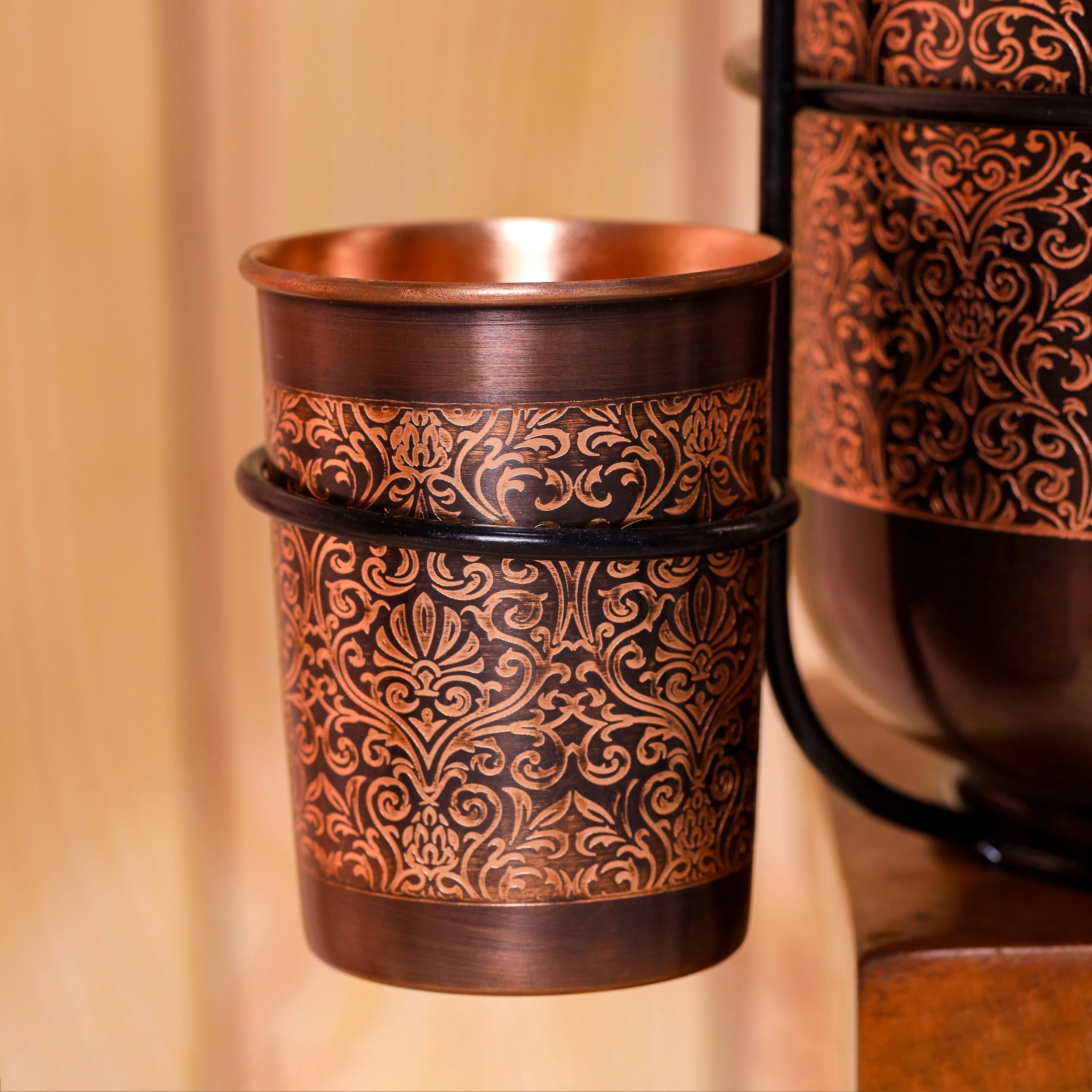 Copper Premium Water Dispenser with Glass & Stand (12 Inch) - Image 11