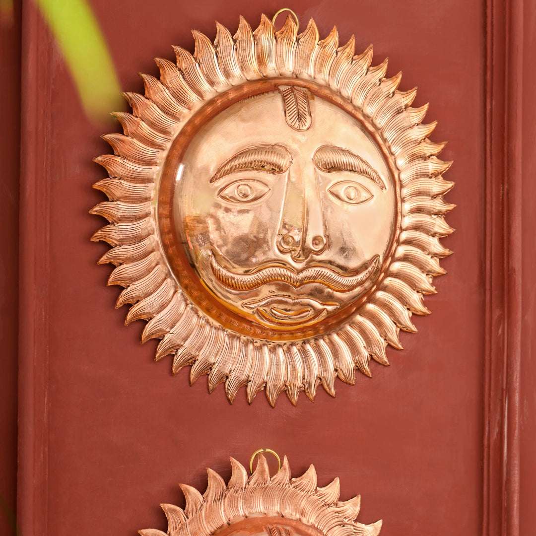 Copper Sun Face Wall Hanging - Image 4