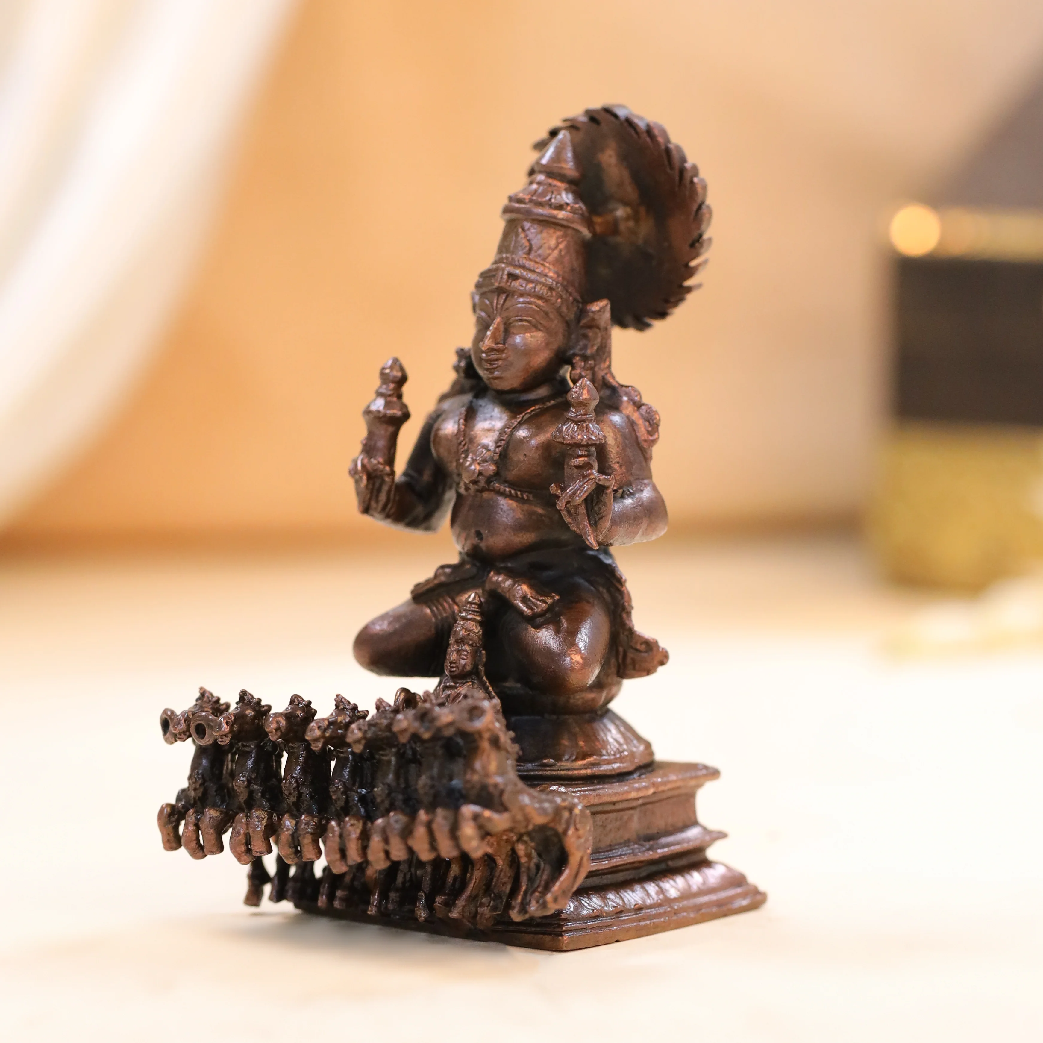 Copper Surya Rath Idol (4 Inch) - Image 5