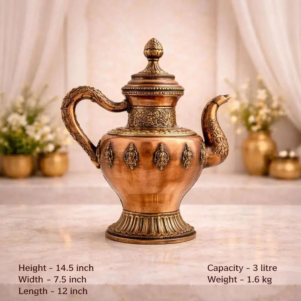 Copper Traditional Ashtalakshmi Kettle Pot (14.5 Inch) - Image 5