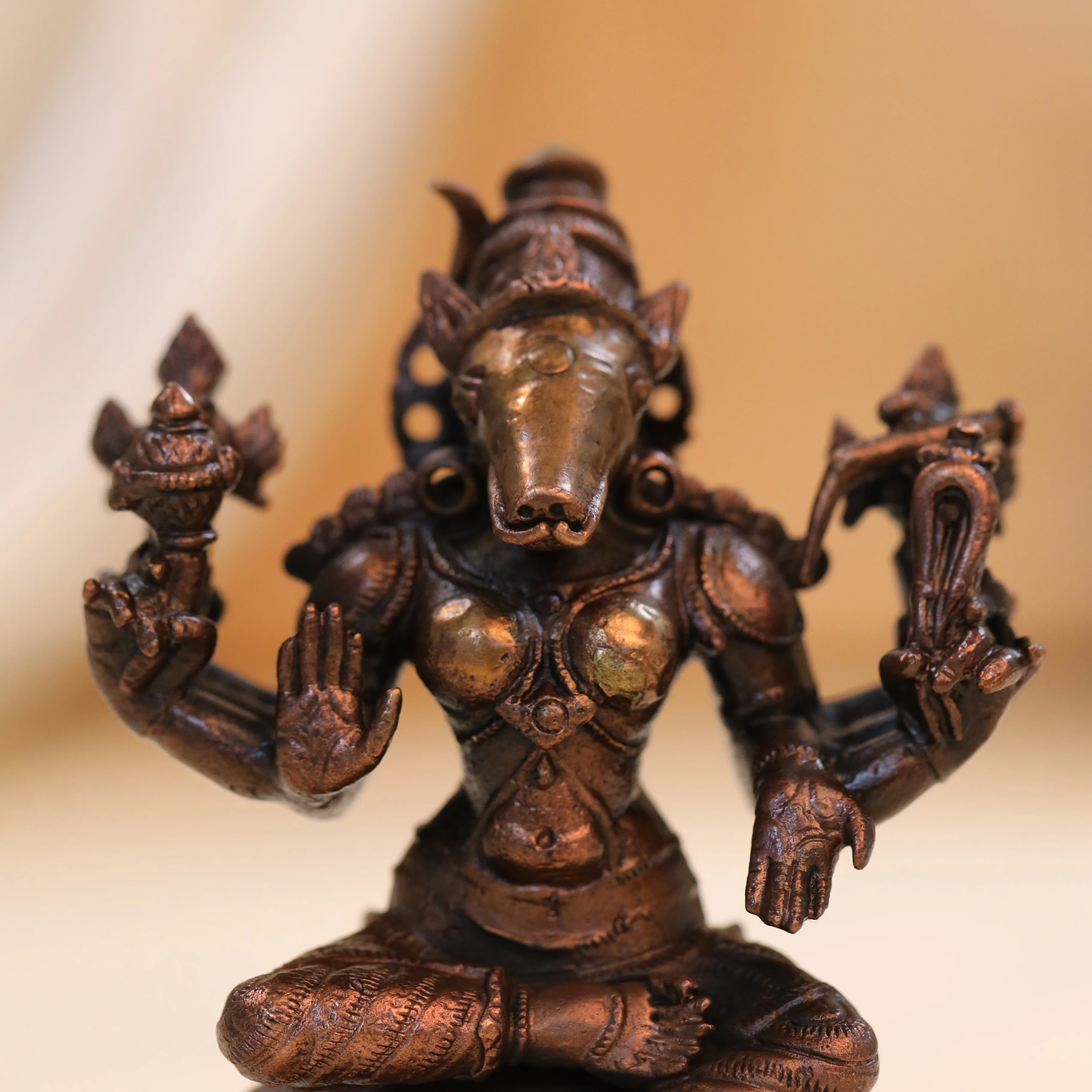 Copper Varahi Devi Idol (4 Inch) - Image 3