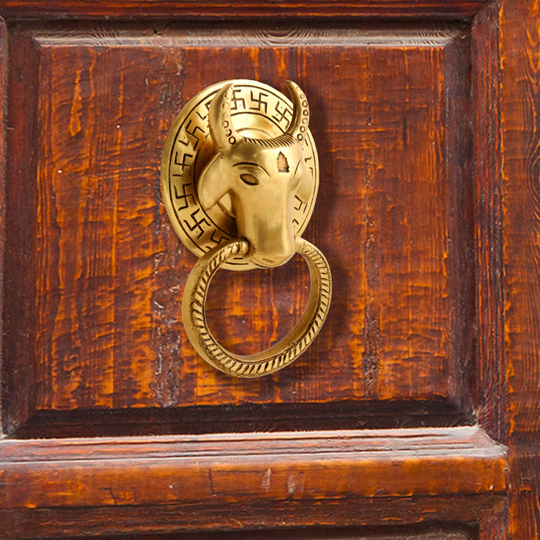 Brass Cow Face Door Knocker (6.5 Inch)