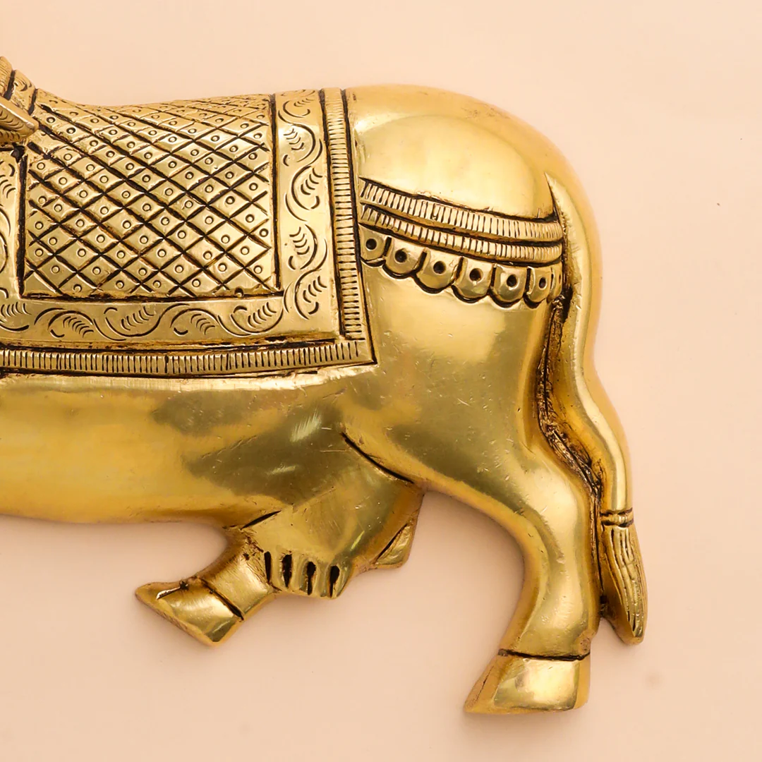 Brass Kamdhenu Cow Wall Hanging Set (7 Inch) - Image 5