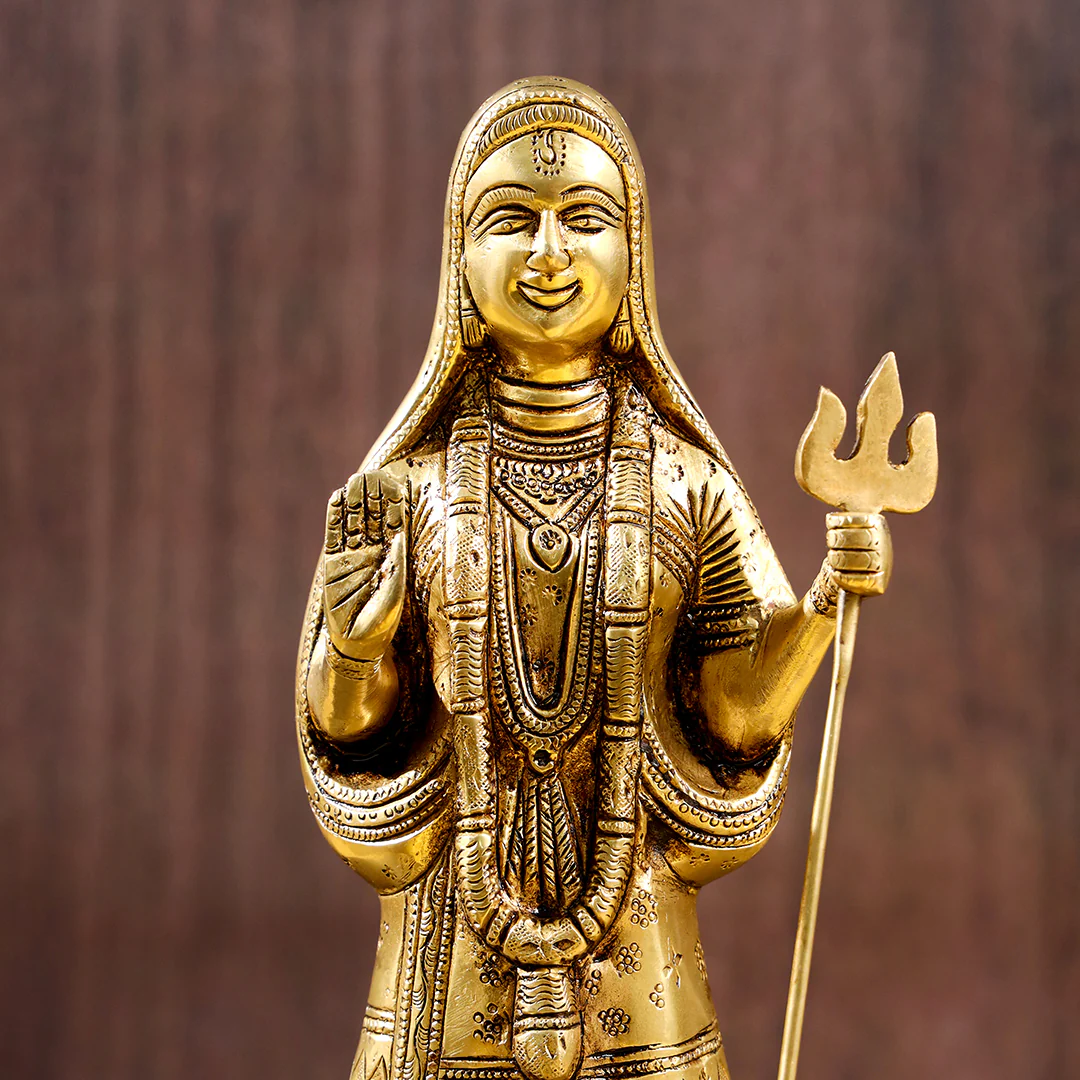 Brass Goddess Standing Ganga Statue (12.5 Inch) - Image 3