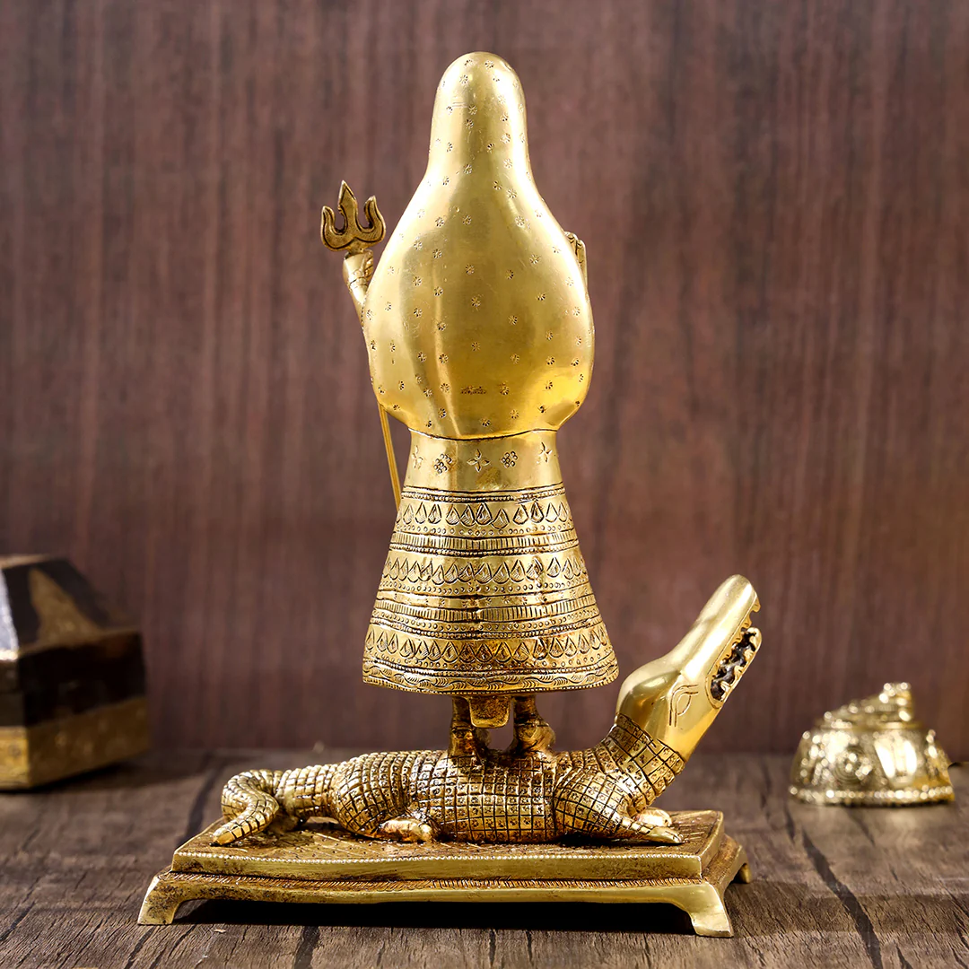 Brass Goddess Standing Ganga Statue (12.5 Inch) - Image 6