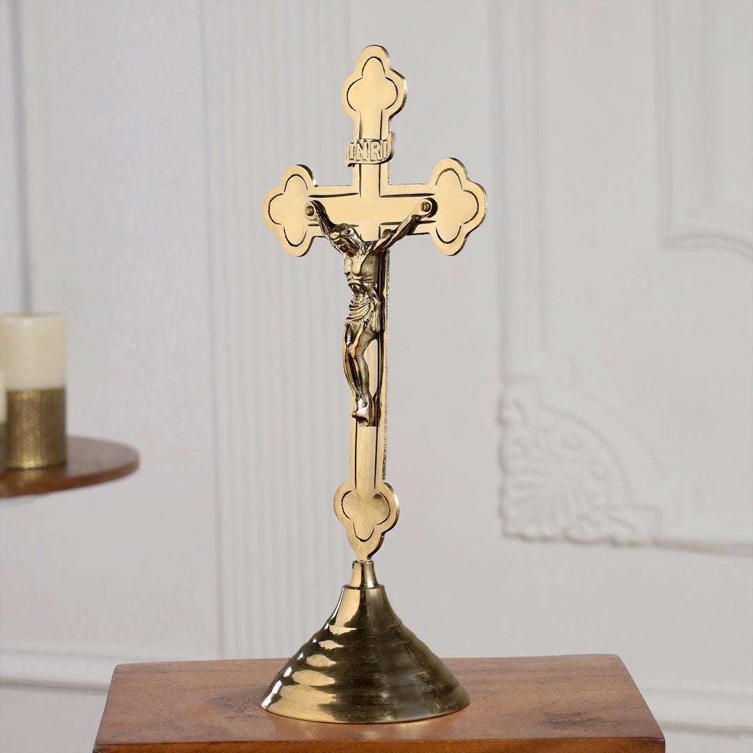 Brass Crucifix Cross with Jesus Figure (11 Inch) - Image 3