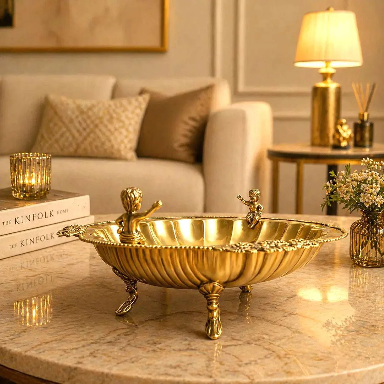 Brass Shell Shaped Decorative Serving Tray / Bowl (13 Inch) - Image 2
