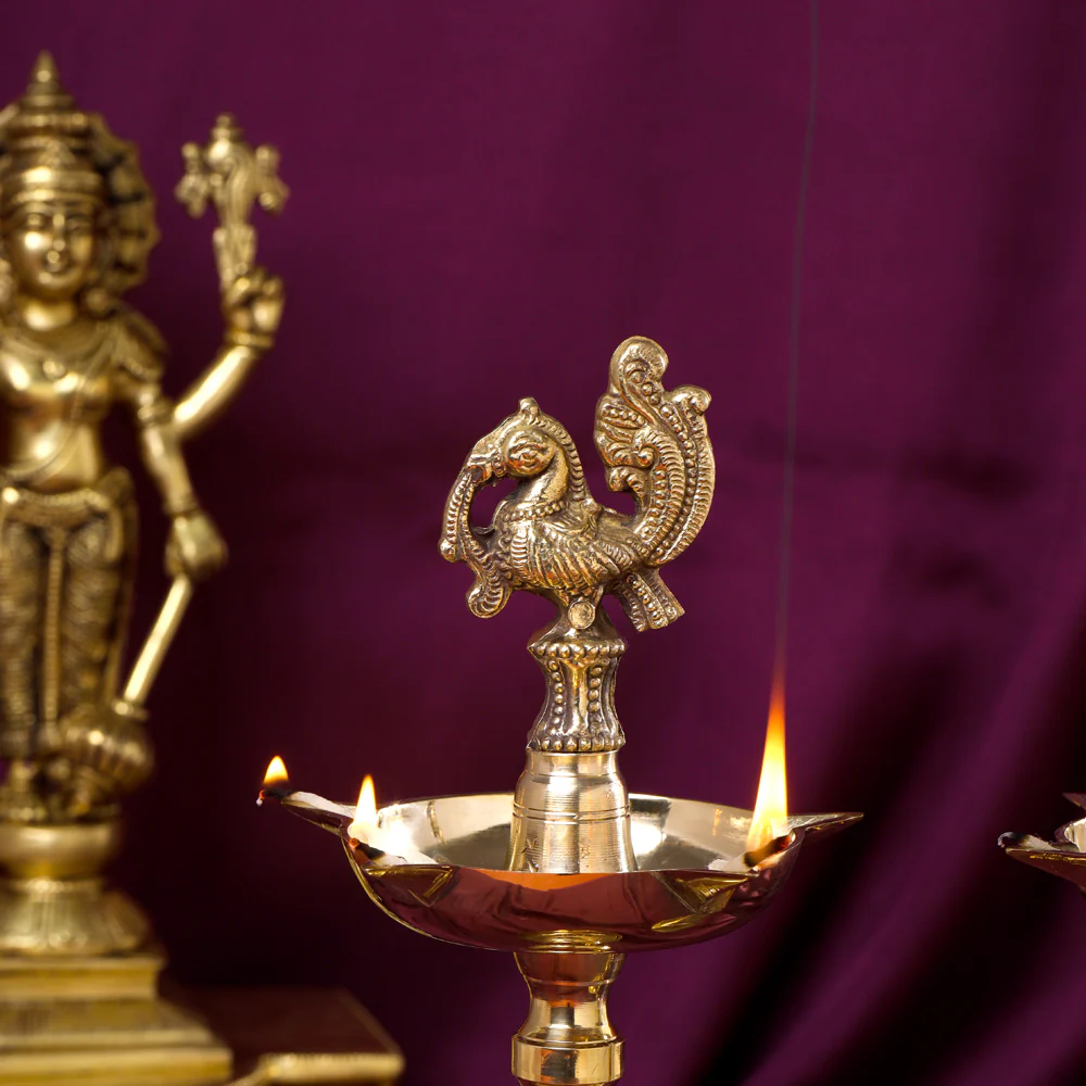 Brass Daana Kaashi Samai Pair (9 Inch) - Image 6