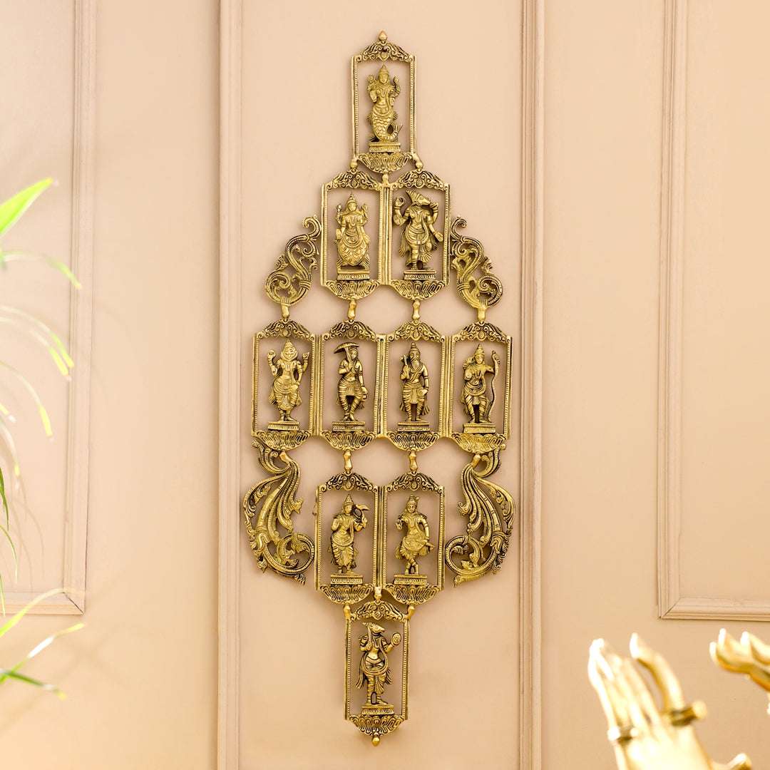 BRASS Dashavatara / VISHNU AVATAR WALL HANGING (29.5 INCH) - Image 2