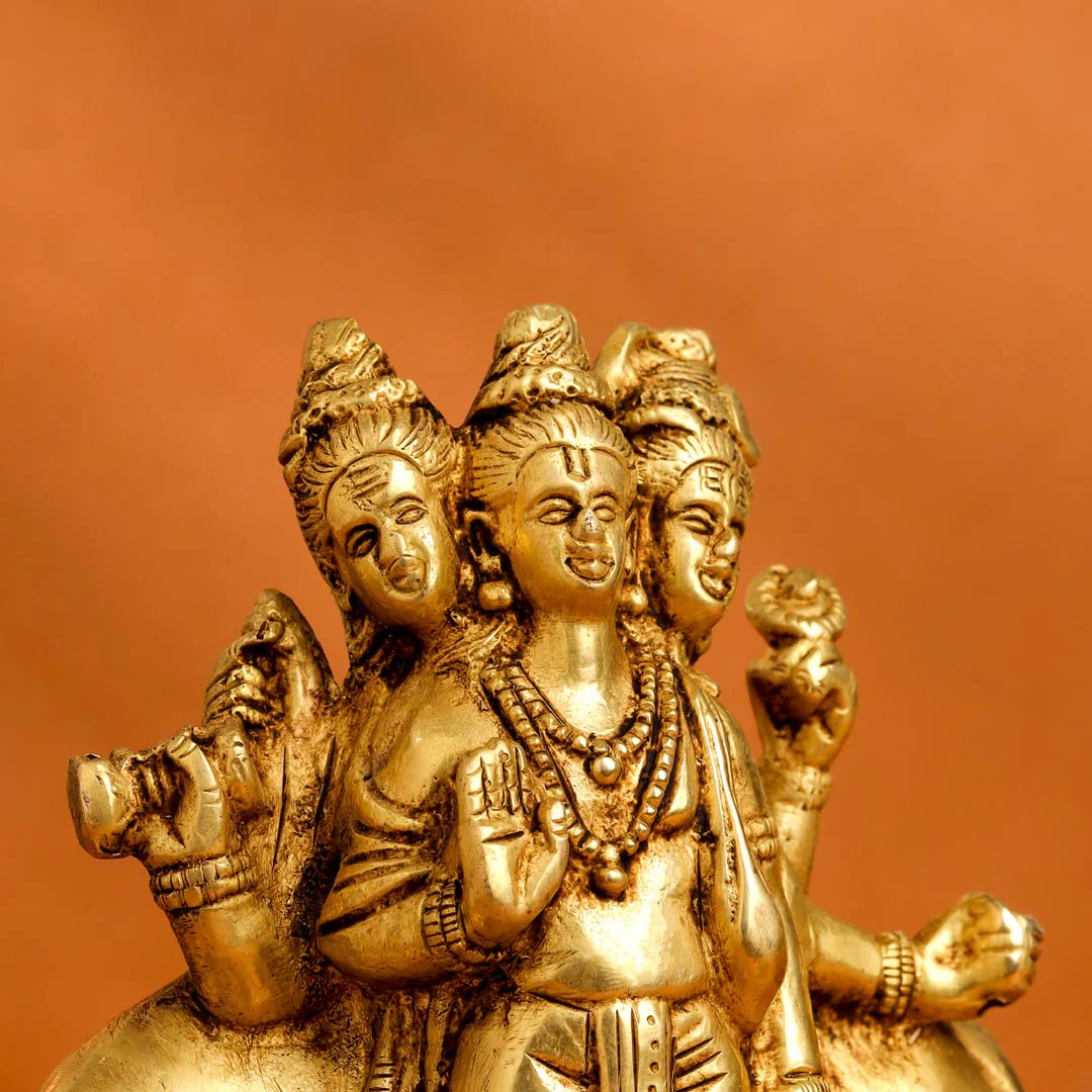 Brass Lord Dattatreya Idol (6.5 Inch) - Image 5