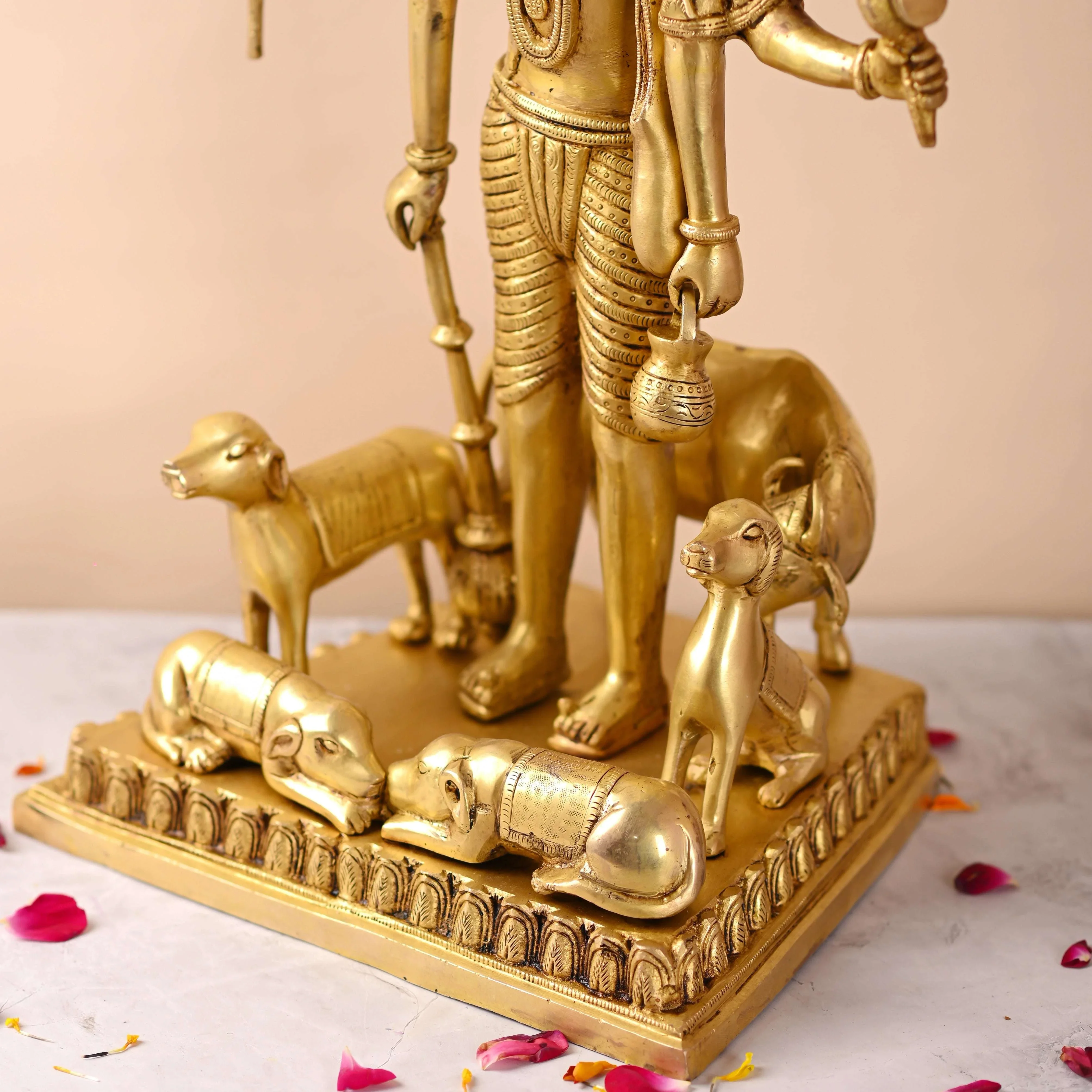 Brass Lord Dattatreya Standing Idol (23 Inch) - Image 4