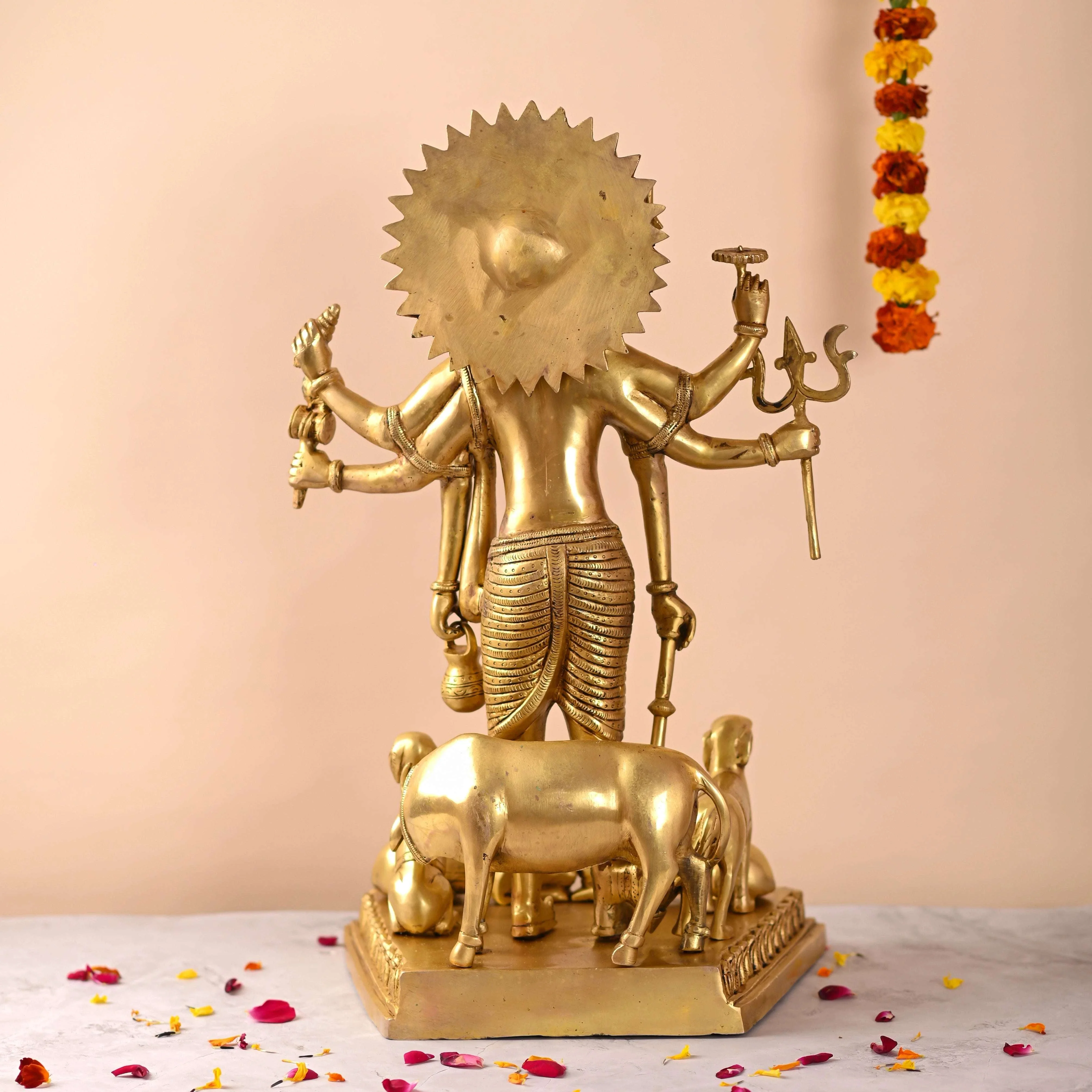 Brass Lord Dattatreya Standing Idol (23 Inch) - Image 6