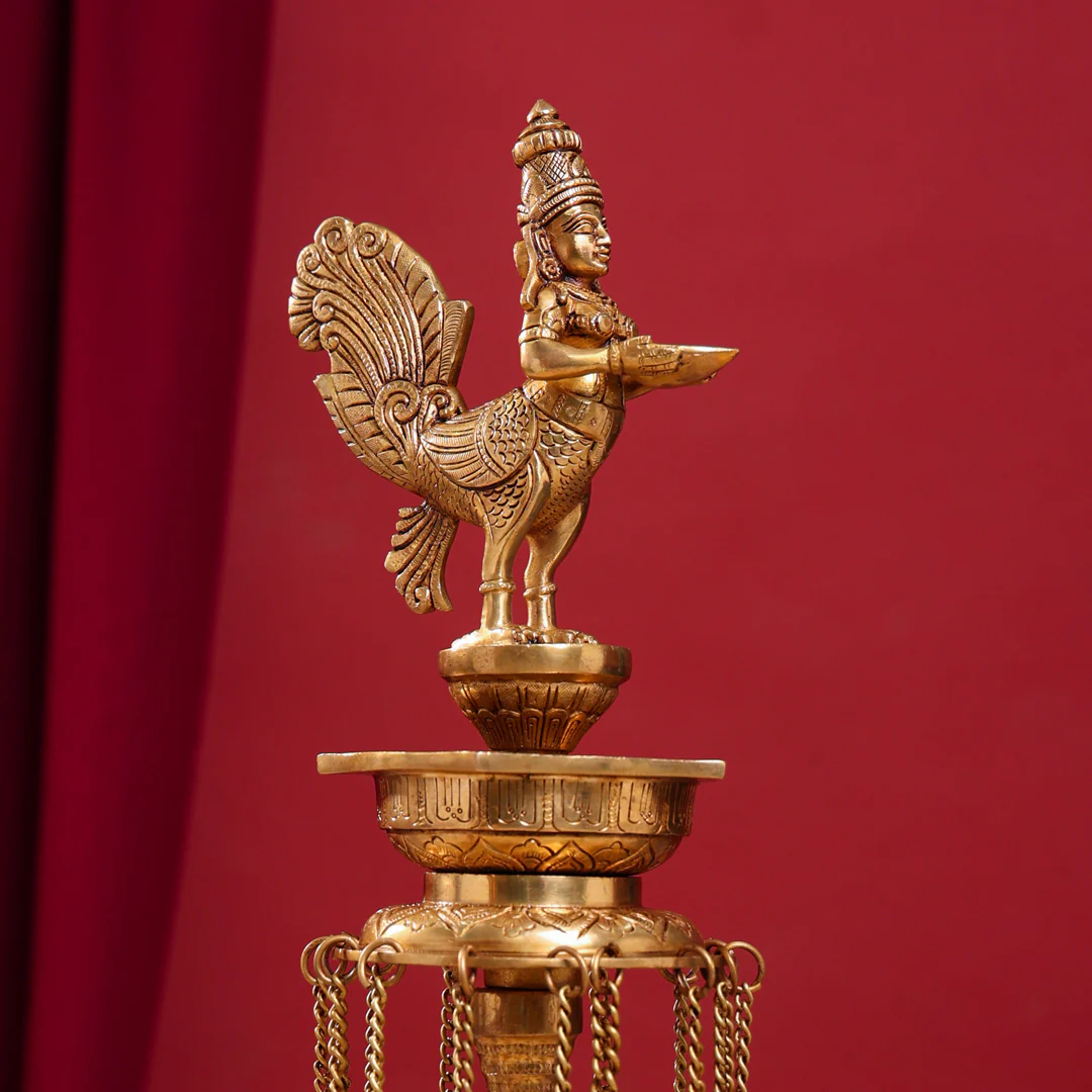Brass Superfine Kamdhenu Long Lamp (33 Inch) - Image 4