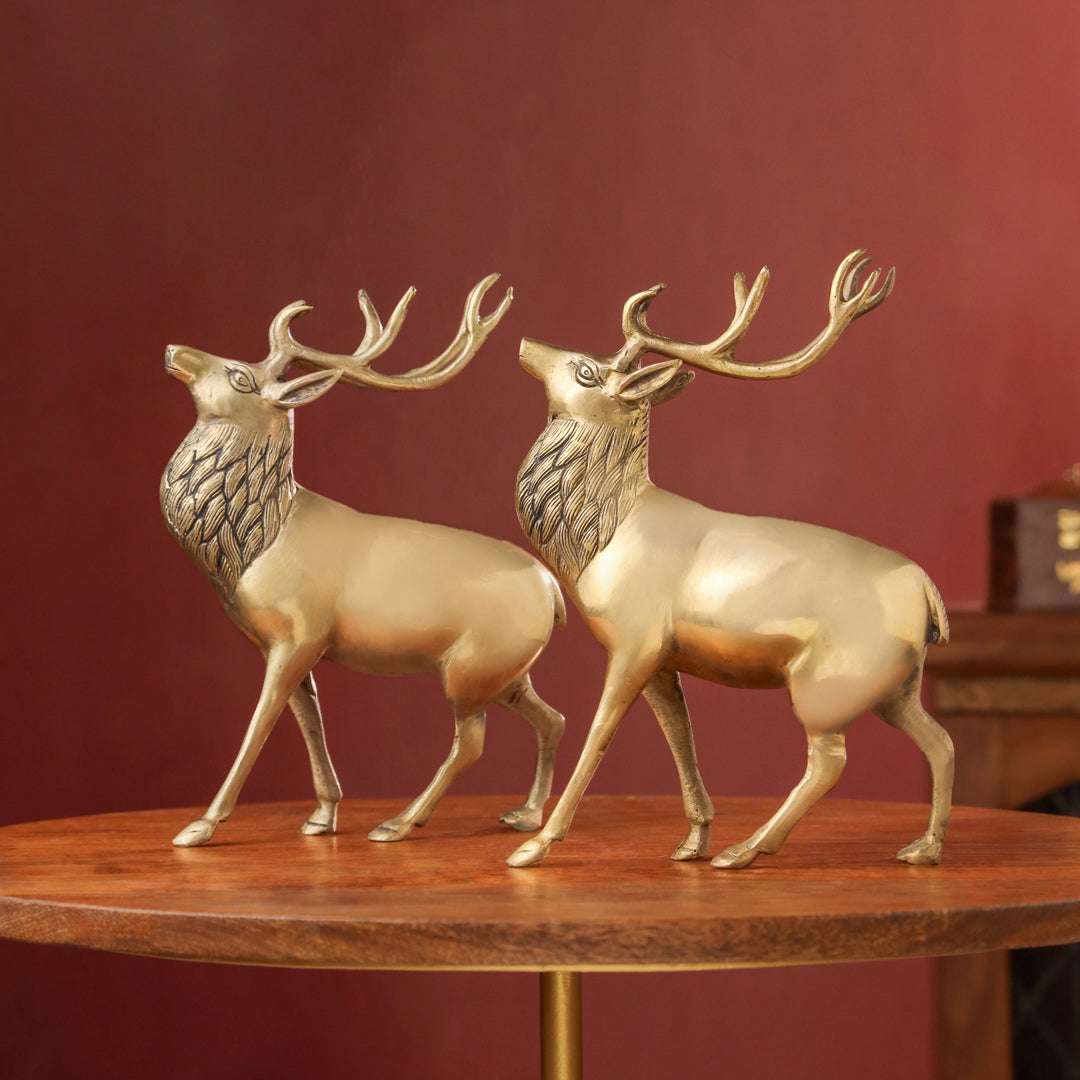 Brass Handmade Deer Pair – Premium Decorative Showpiece (9.3 Inch) - Image 5