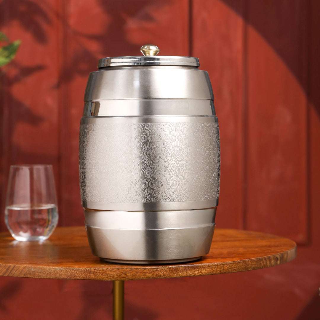 Brass Silver Water Dispenser – Premium Handmade Indian Brassware (11 Inch) - Image 5