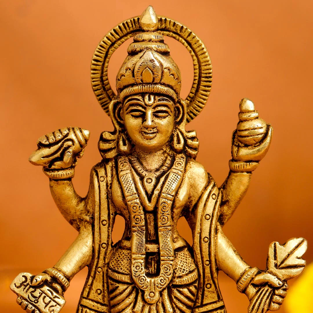Brass Lord Dhanvantari Idol (6 Inch) - Image 2