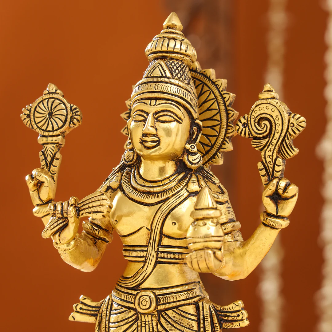 Brass Lord Dhanvantari Idol (13 Inch) - Image 5