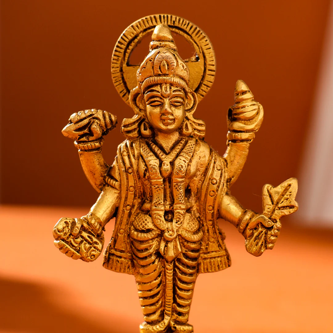 Brass Lord Dhanvantari Idol (4 Inch) - Image 4