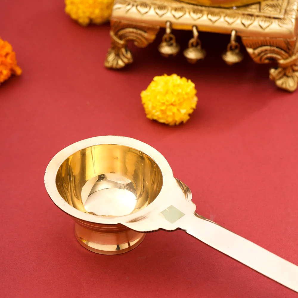 Brass Dhoop Aarti Spoon (9 Inch) - Image 3
