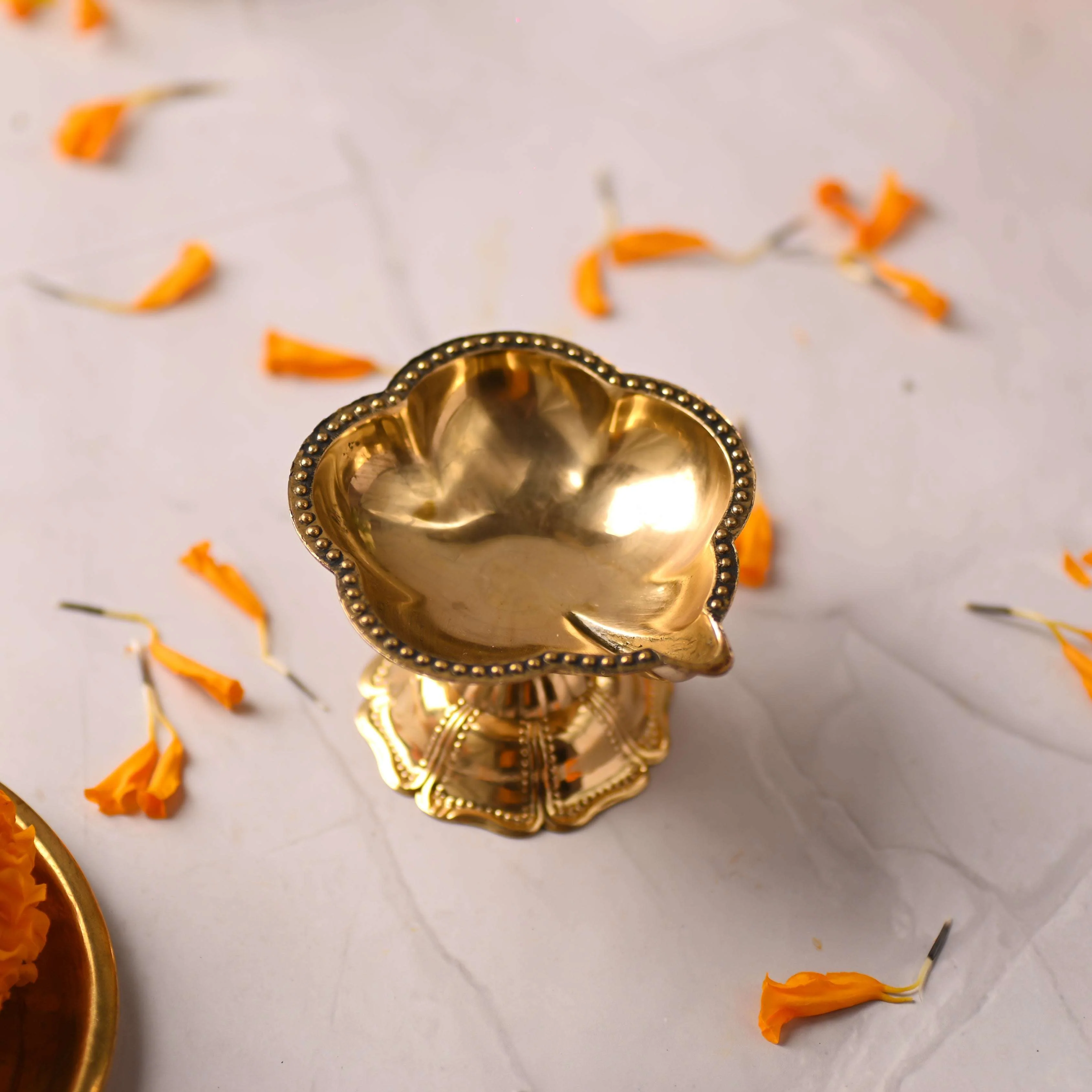 Brass Elegant Single Petal Diya - Image 5