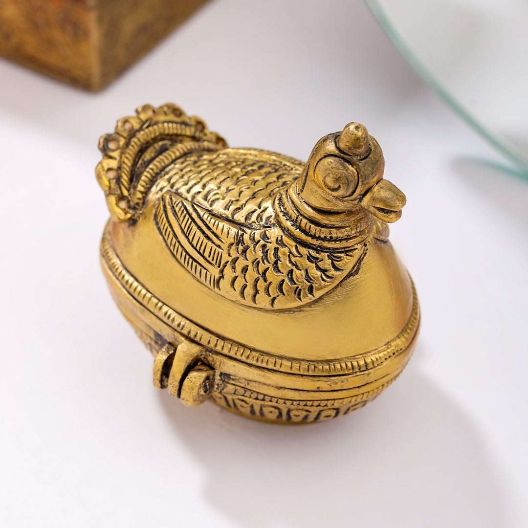 Brass Duck Sindoor/Kumkum Box (2 Inch) - Image 2