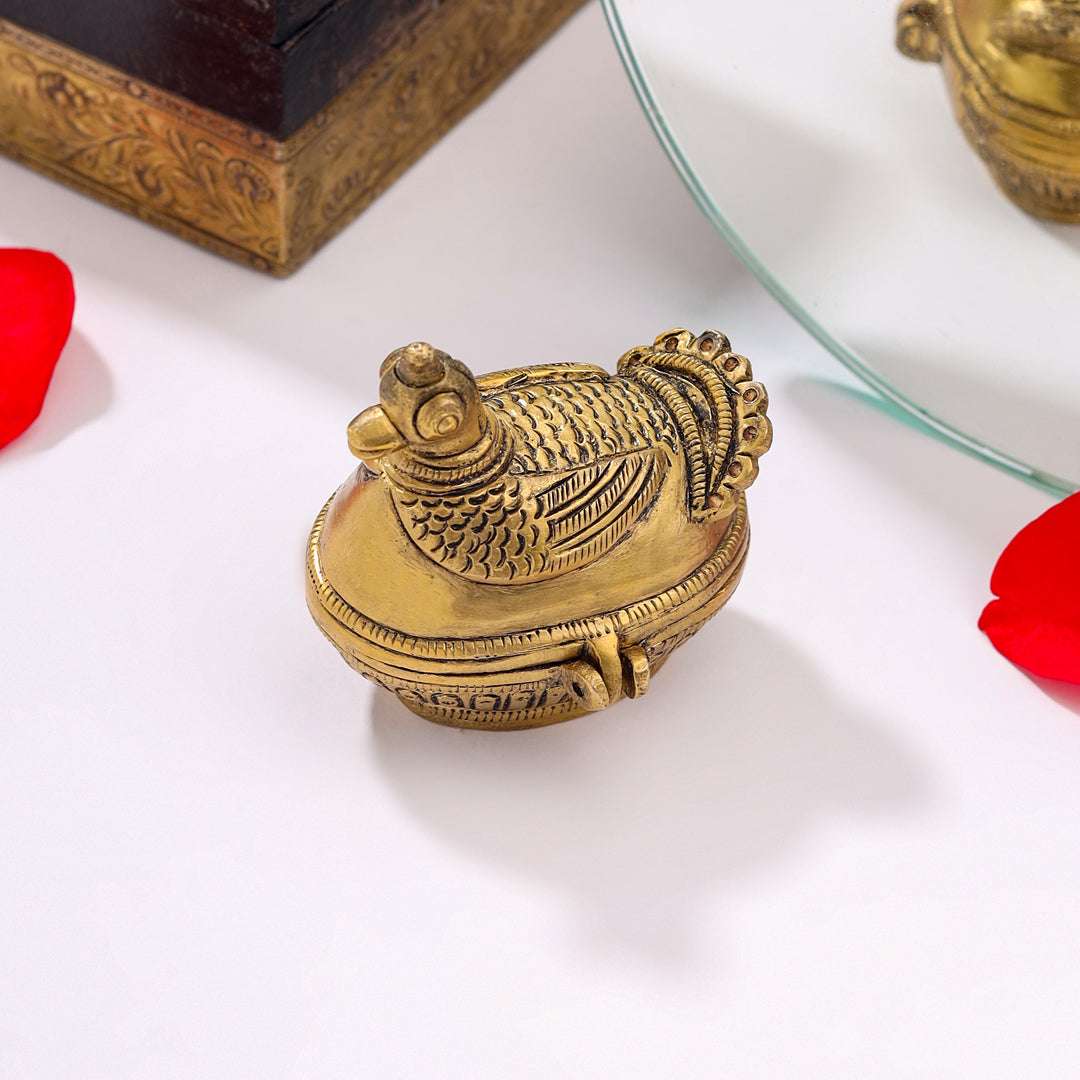 Brass Duck Sindoor/Kumkum Box (2 Inch) - Image 4