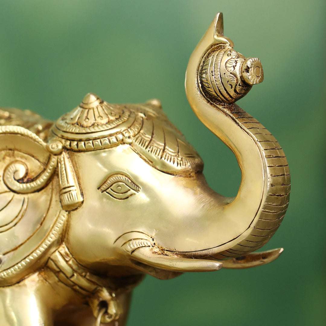 Brass Decorative Elephant Statue – Symbol of Strength, Wisdom & Prosperity (9.5 Inch) - Image 5