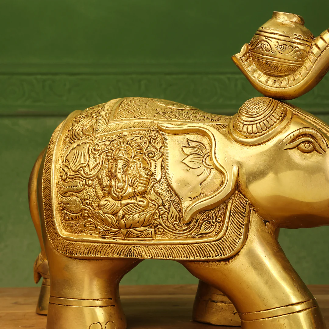 Brass Elephant Royal Statue (8.5 Inch) - Image 5
