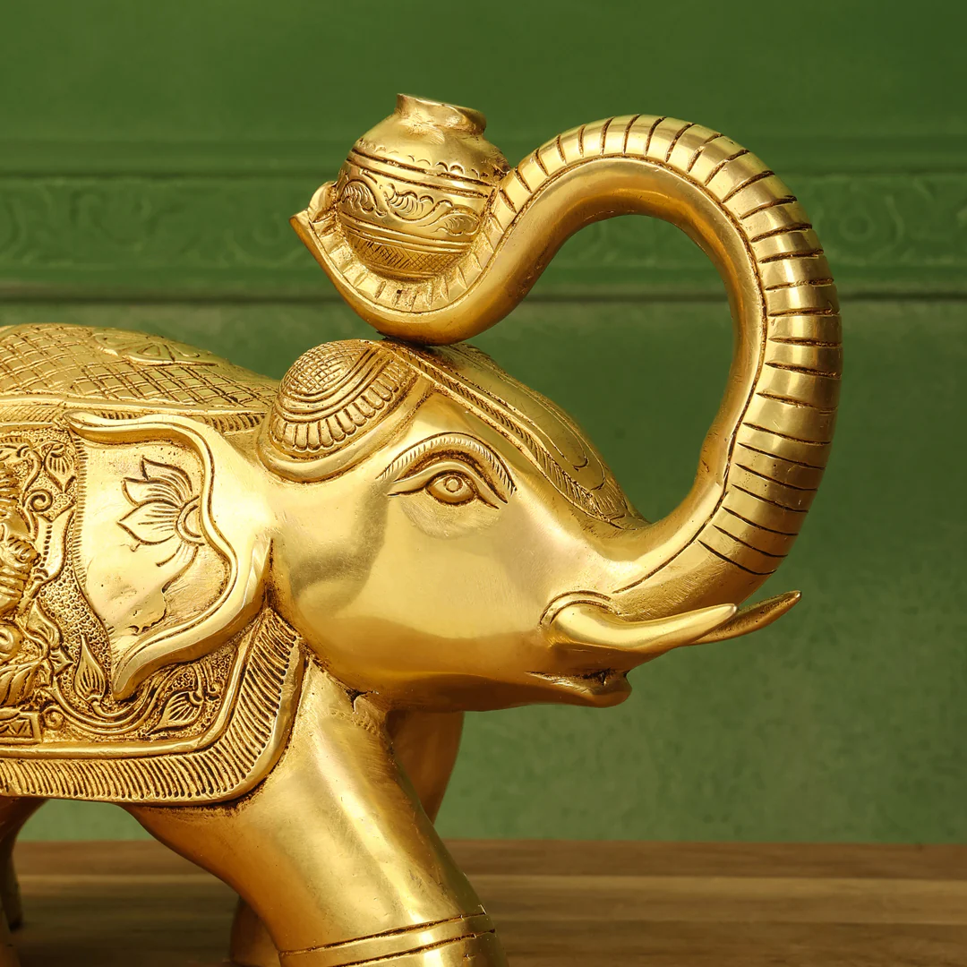 Brass Elephant Royal Statue (8.5 Inch) - Image 6