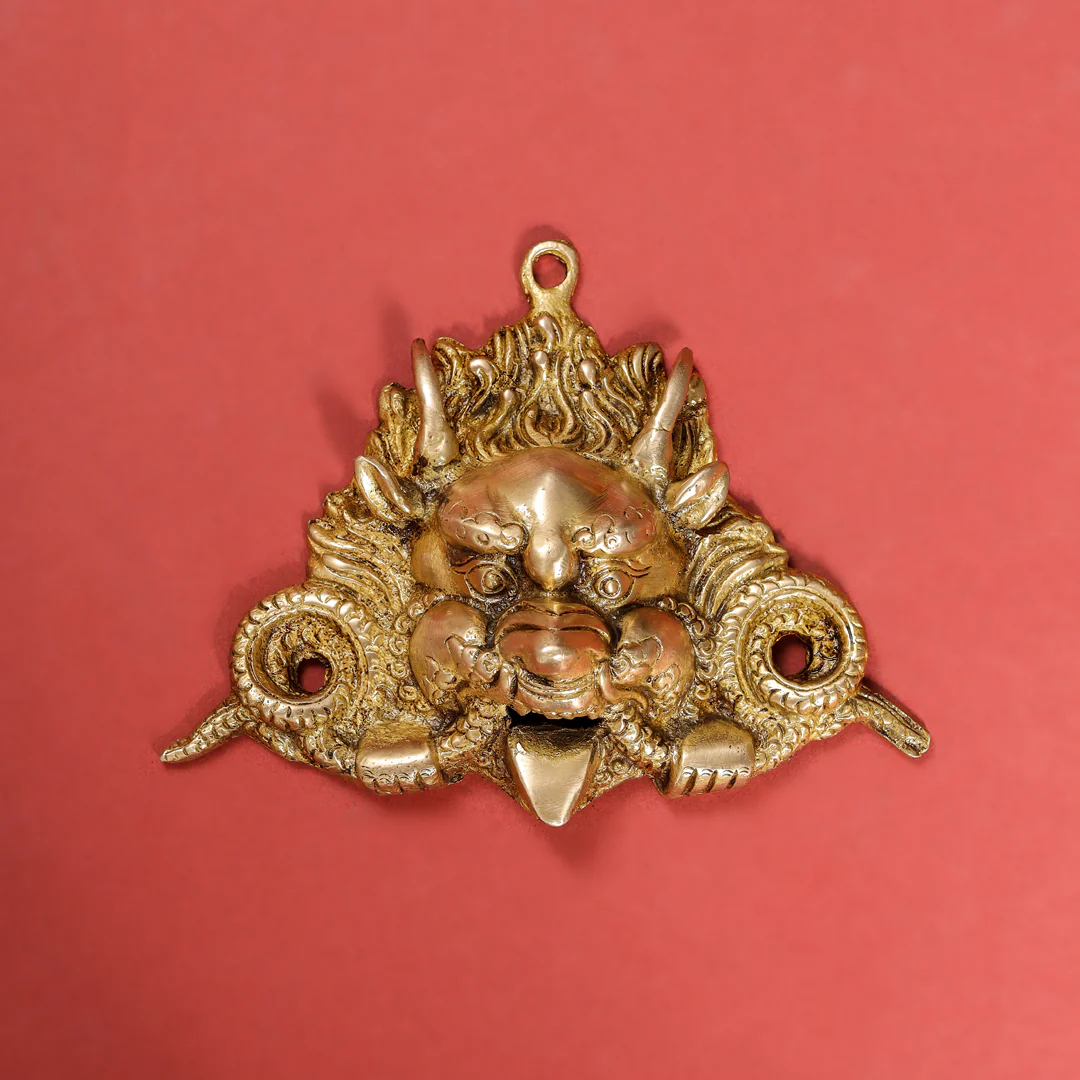 Brass Yali Face Wall Hanging (5.5 Inch)