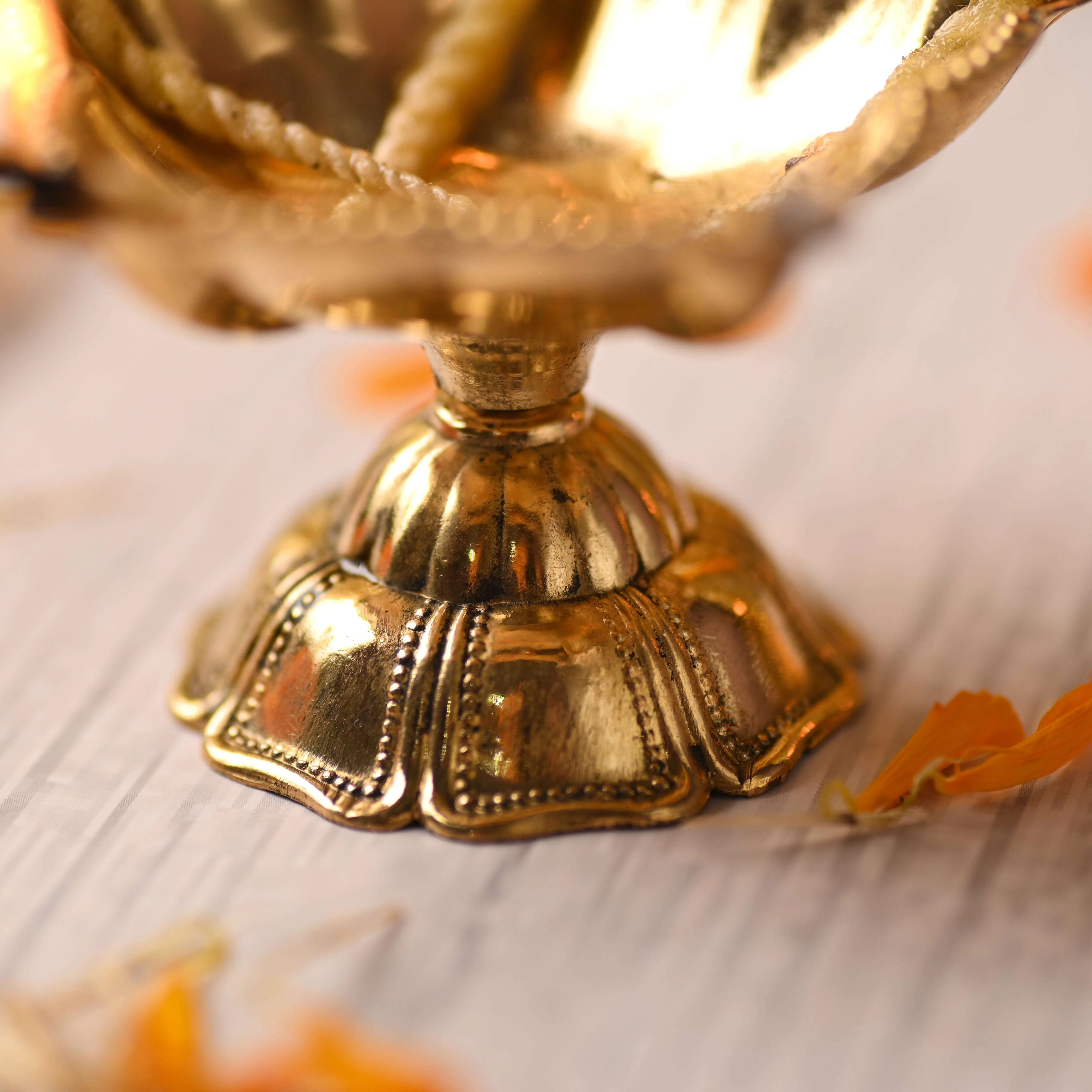 Brass Exquisite Five Petal Diya (1.6 Inch) - Image 4