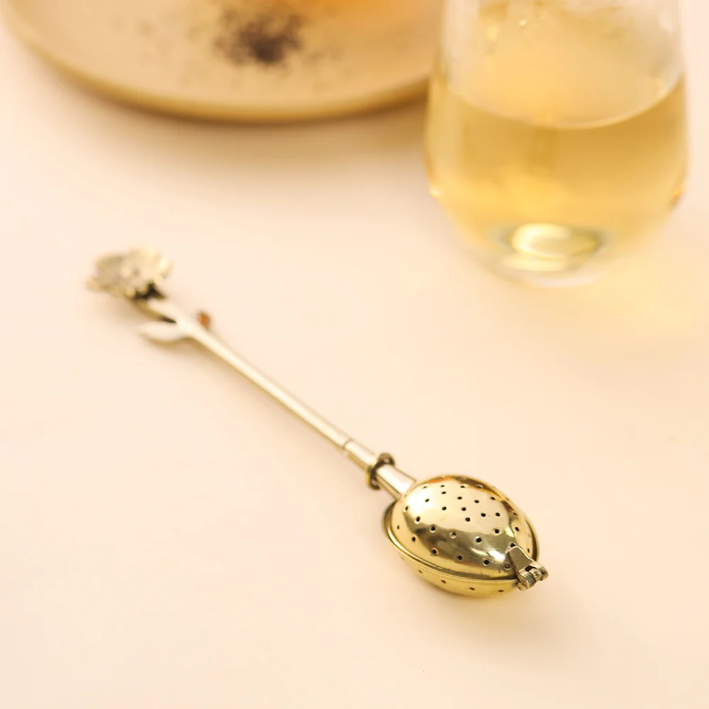 Brass Flower Handle Tea Infuser (1 Inch) - Image 3
