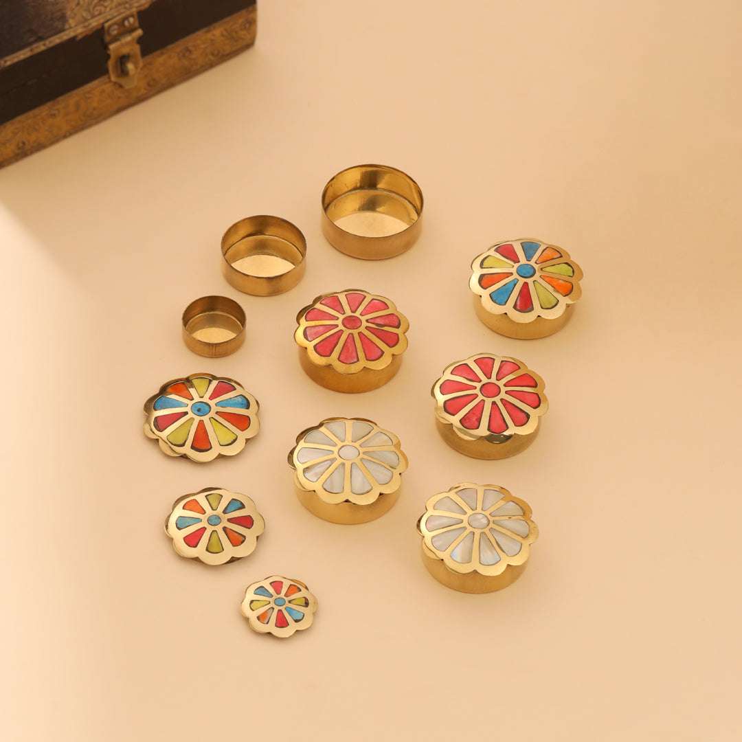 Brass Shell Flower Jewellery Box Pair (3 in 1) - Image 4