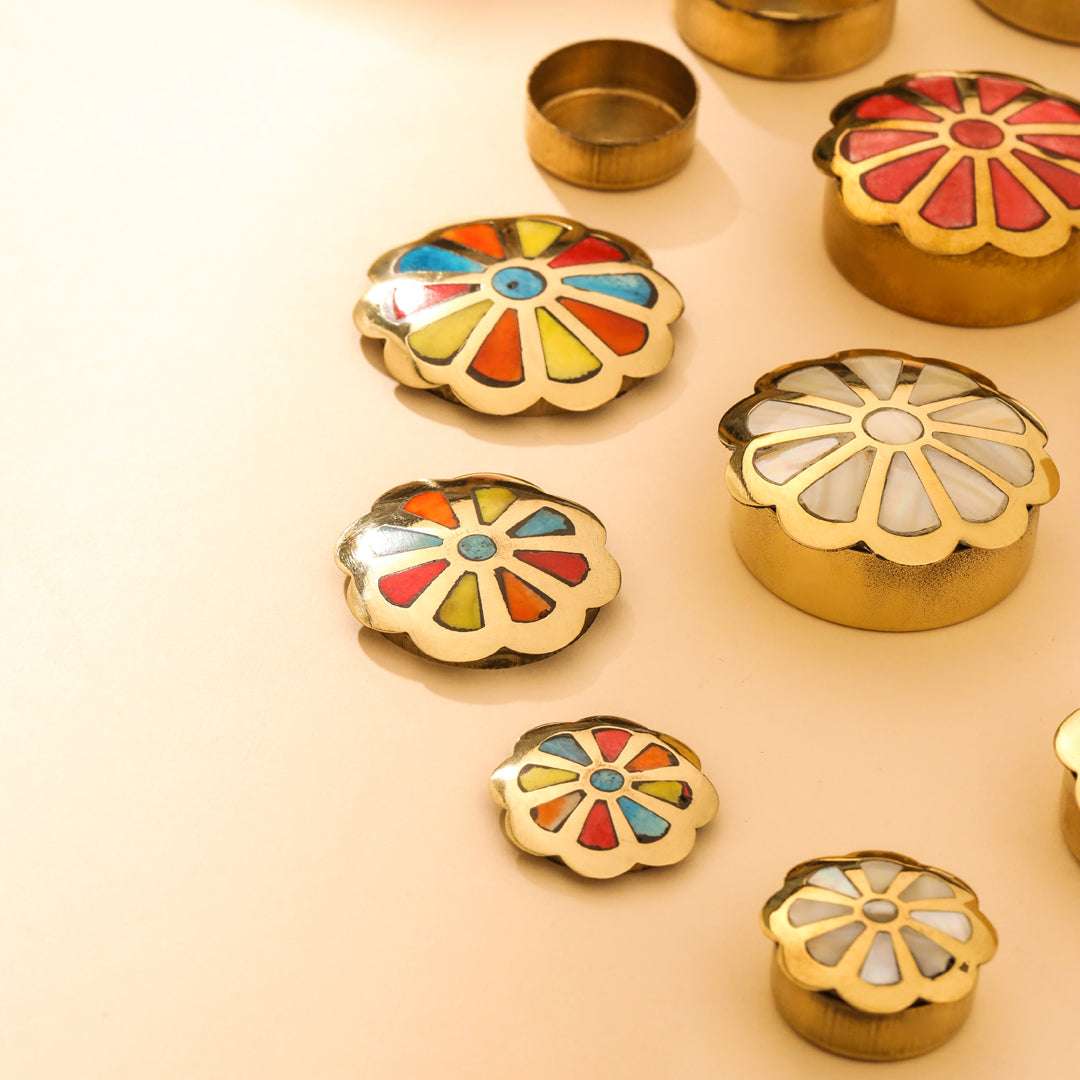 Brass Shell Flower Jewellery Box Pair (3 in 1) - Image 8