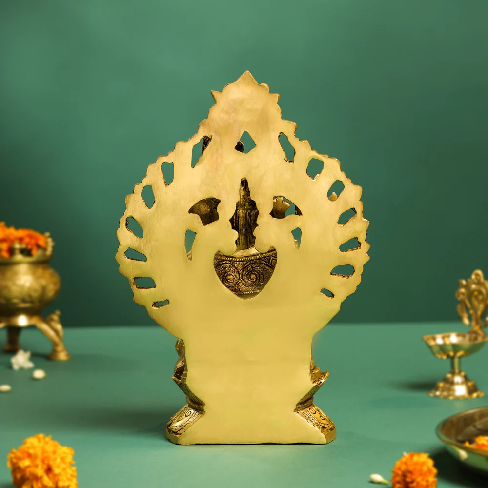 Brass Frame Pagdi Sitting Ganesha Idol (12 Inch) - Image 4