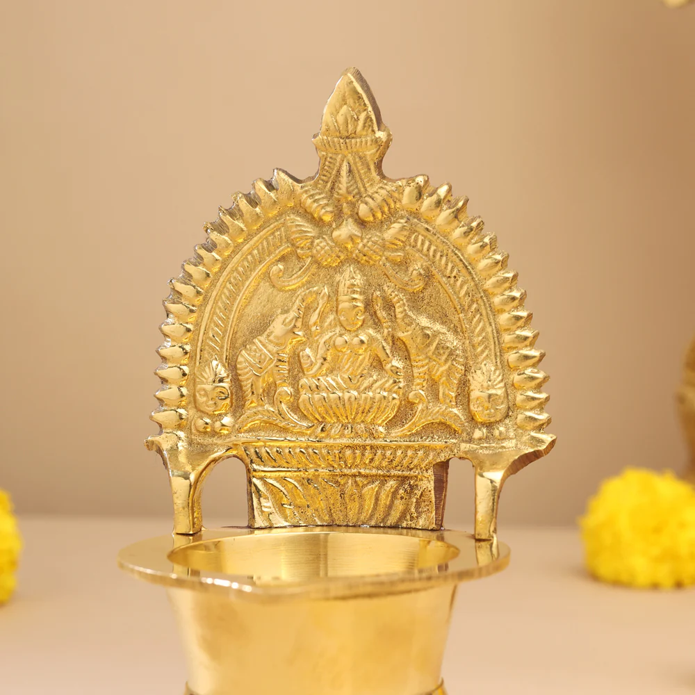 Brass Gaja Lakshmi Diya - Image 4