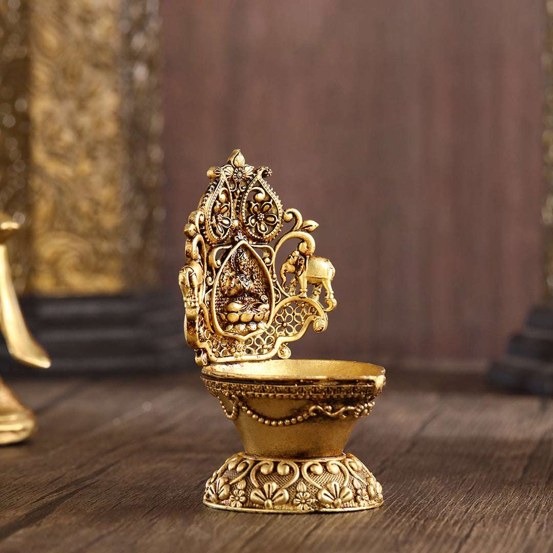 Brass Gaja Lakshmi Diya (3.7 Inch) - Image 4