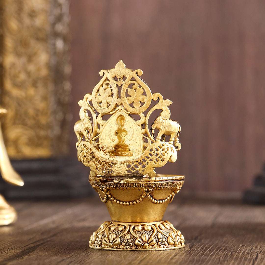 Brass Gaja Lakshmi Diya (3.7 Inch) - Image 5